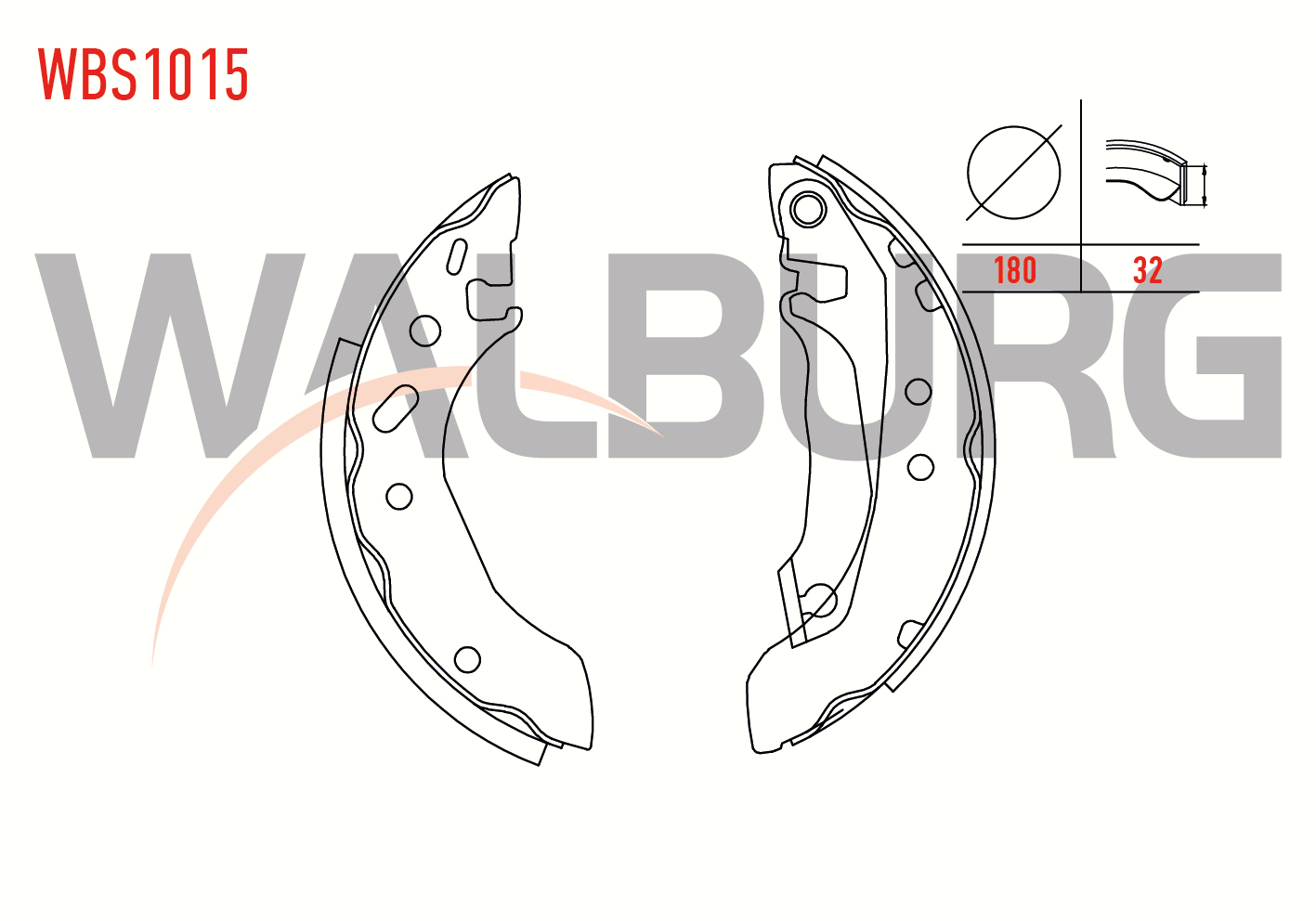 WALBURG GS6253 | FREN PABUC BALATA ARKA FORD ESCORT VII 1.3 DAR TIP LEVYELI 180X32 mm 1995-1999/ESCORT VII 1.4 - 1.6 - 1.8i 1995-1999/FIESTA IV 1.3i - 1.4i 16v 1996-2002