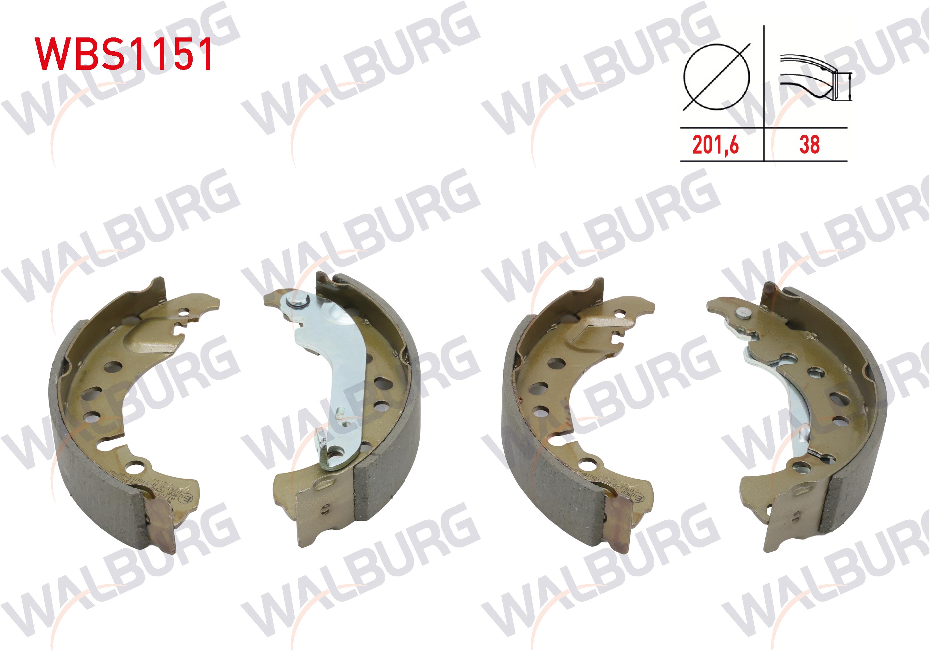 WALBURG 0 986 487 961 | FREN PABUC BALATA ARKA LEVYELI 201,6X38mm FORD FIESTA VII 1.0 2017-