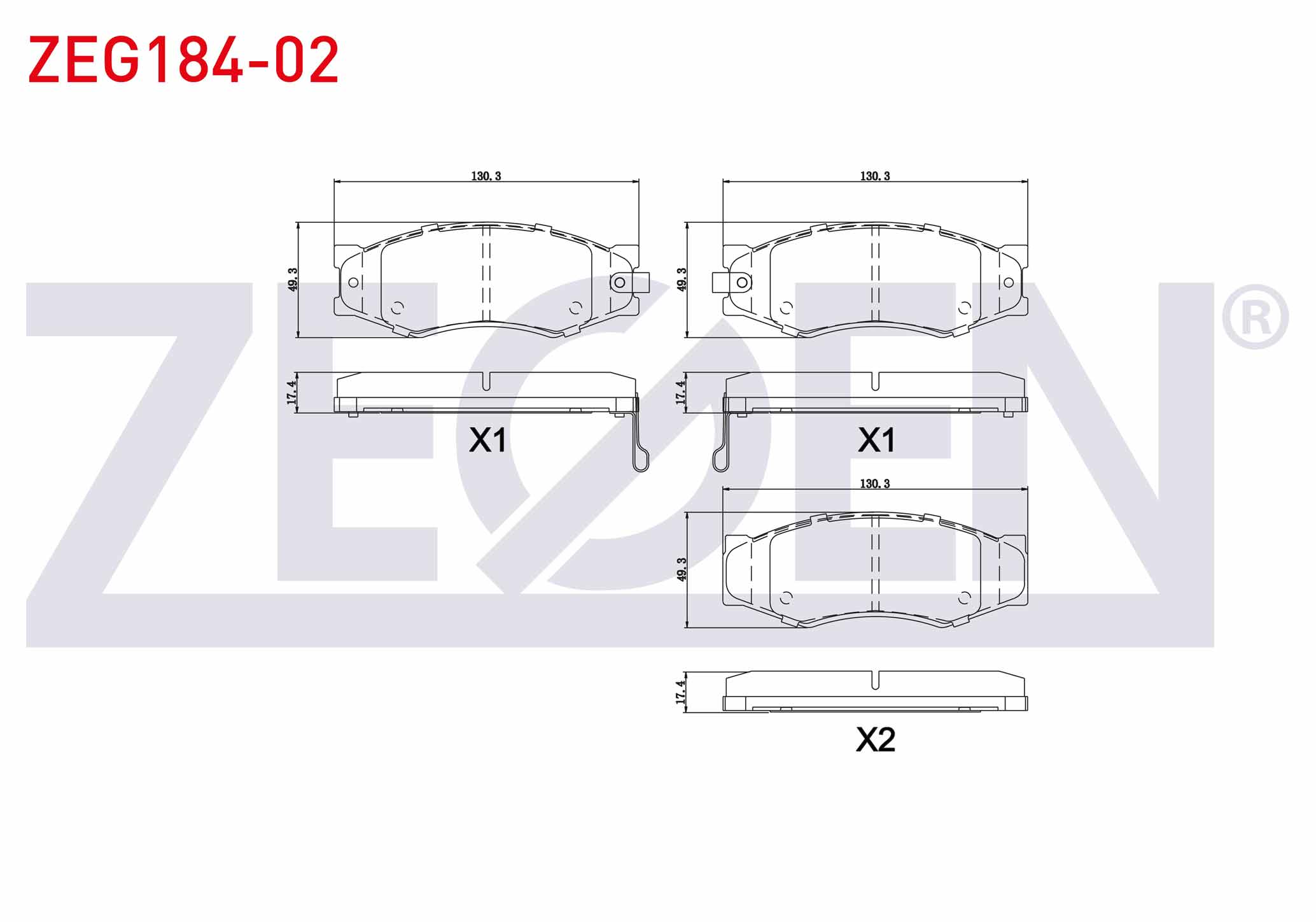 ZEGEN  | FREN BALATA ON IKAZLI NISSAN NAVARA (D22) 2.5 DCI 1997-2004 / PICK UP (D21) 2.5 D 1985-1998 / VANETTE (C22) 2.0 D 1983-1988 / VANETTE (C22) 1.5 1983-1988