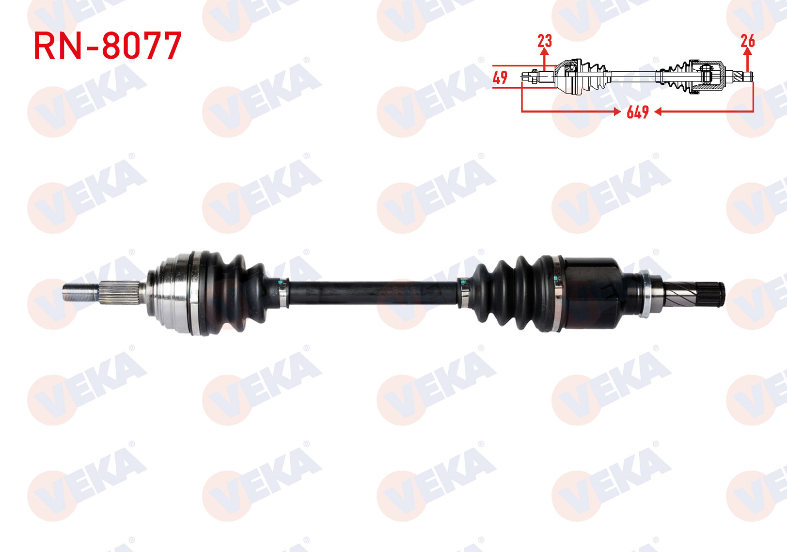 VEKA RE3374 | KOMPLE AKS SOL ON UZUNLUK 649mm RENAULT CLIO III 1.2 - 1.4 - 1.5 DCI 2005-2012 / DACIA LOGAN - LOGAN MCV 1.5 DCI - 1.6 2004-2012