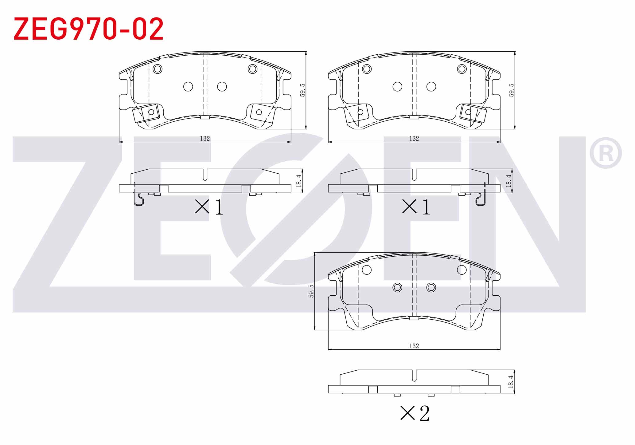ZEGEN  | FREN BALATA ON IKAZLI TEL DELIKLI MAZDA 6 (GG,GY) 2.0i 2002-2007 / MAZDA 6 (GG,GY) 2.3i 2002-2007