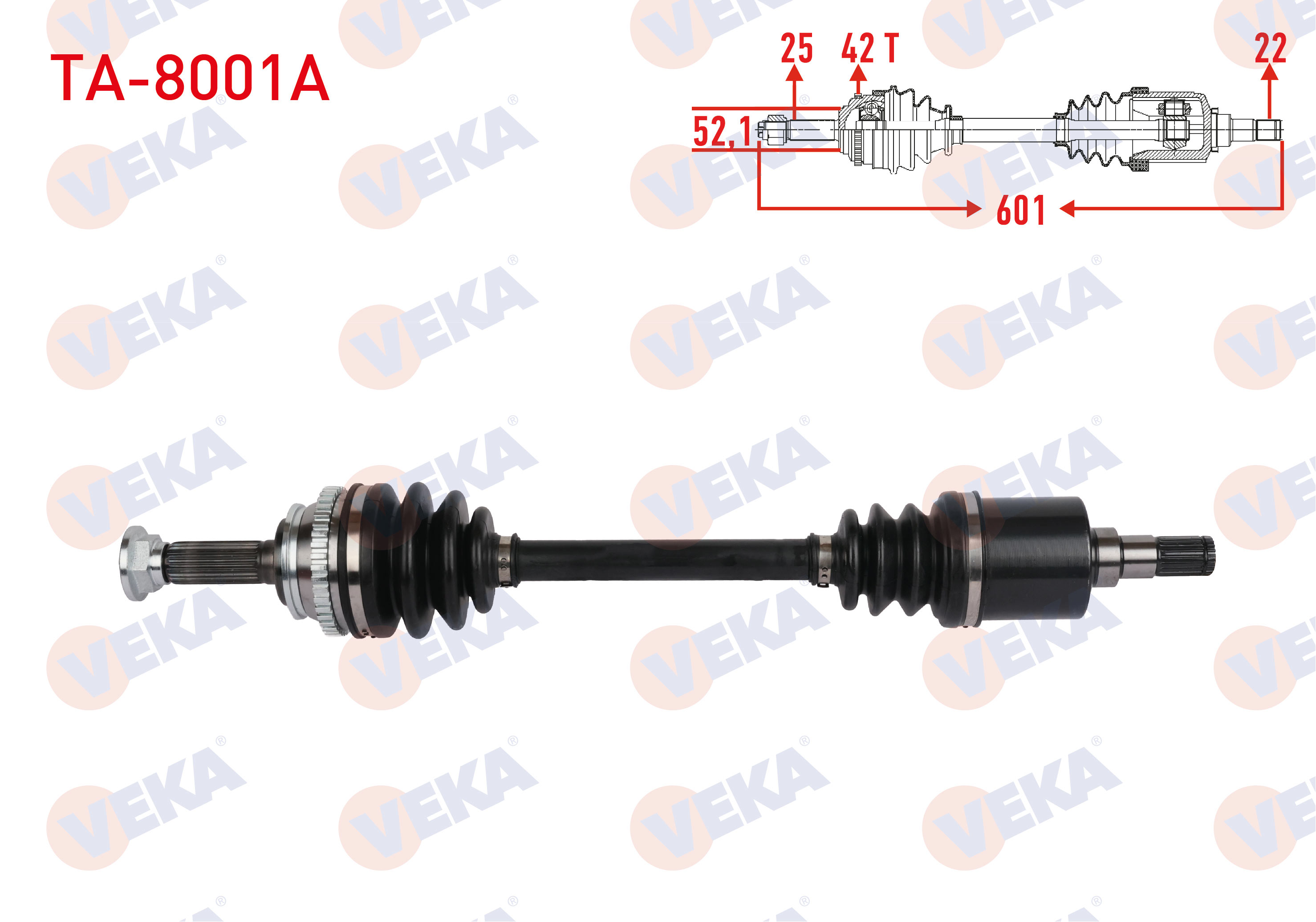 VEKA  | KOMPLE AKS SOL ON TATA INDIGO (4_V2) 1.4 CRDI TURBO ABSLI 42 DIS UZUNLUK 601mm 2003-