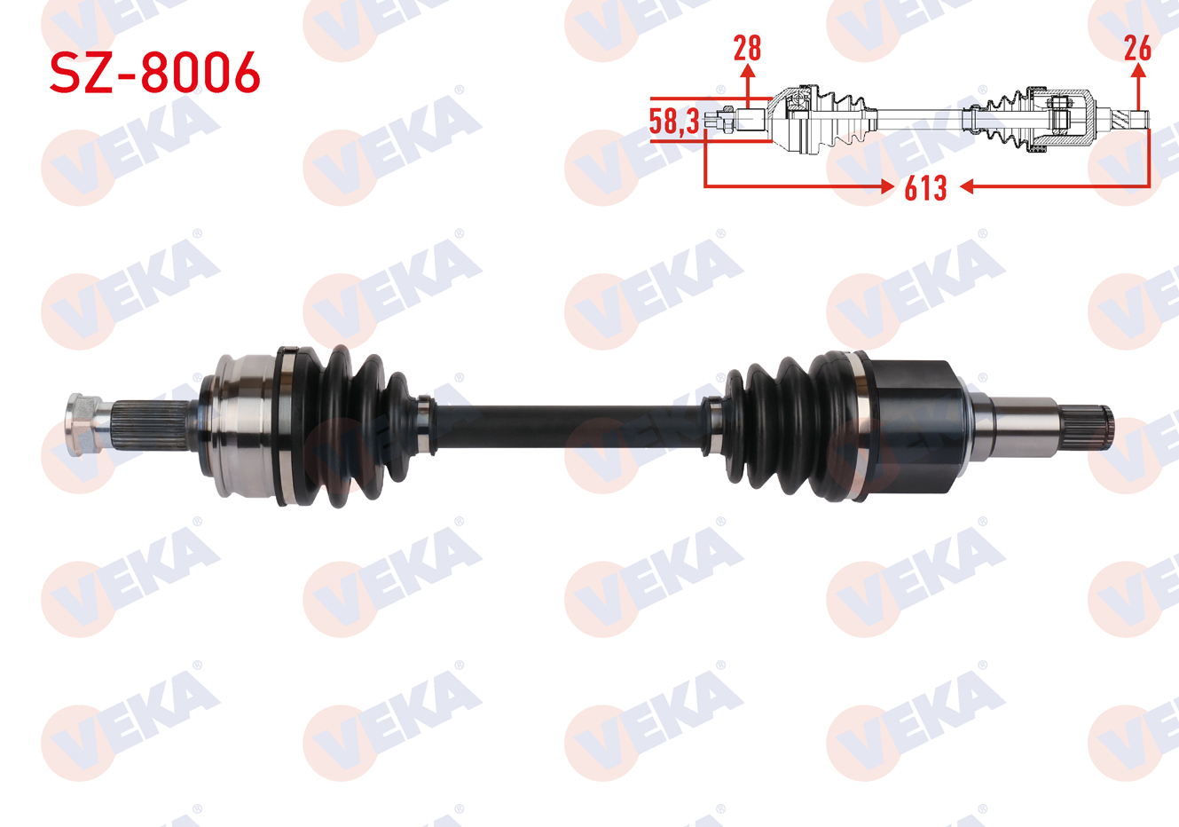 VEKA  | KOMPLE AKS ON SAG UZUNLUK 613mm SUZUKI GRAND VITARA 2.0 2004-2012