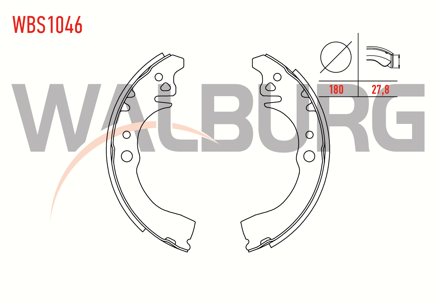 WALBURG 05640 | FREN PABUC BALATA ARKA GEELY CK 1.3 180X27,8 mm 2009-2011 / GEELY 1.3 2009-