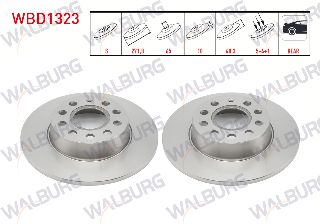 WALBURG 0 986 479 677 | FREN DISKI ARKA DUZ 5 BJN 272X10X65X48.3 GOLF V-VI-VII-VIII 03-/JETTA III-IV 05-/T-ROC 17-/CADDY III-IV 04-/ A3 03-12/Q2 18-/LEON 05-12/ALTEA 04-/TOLEDO 04-09/OCTAVIA II-III-IV 04-