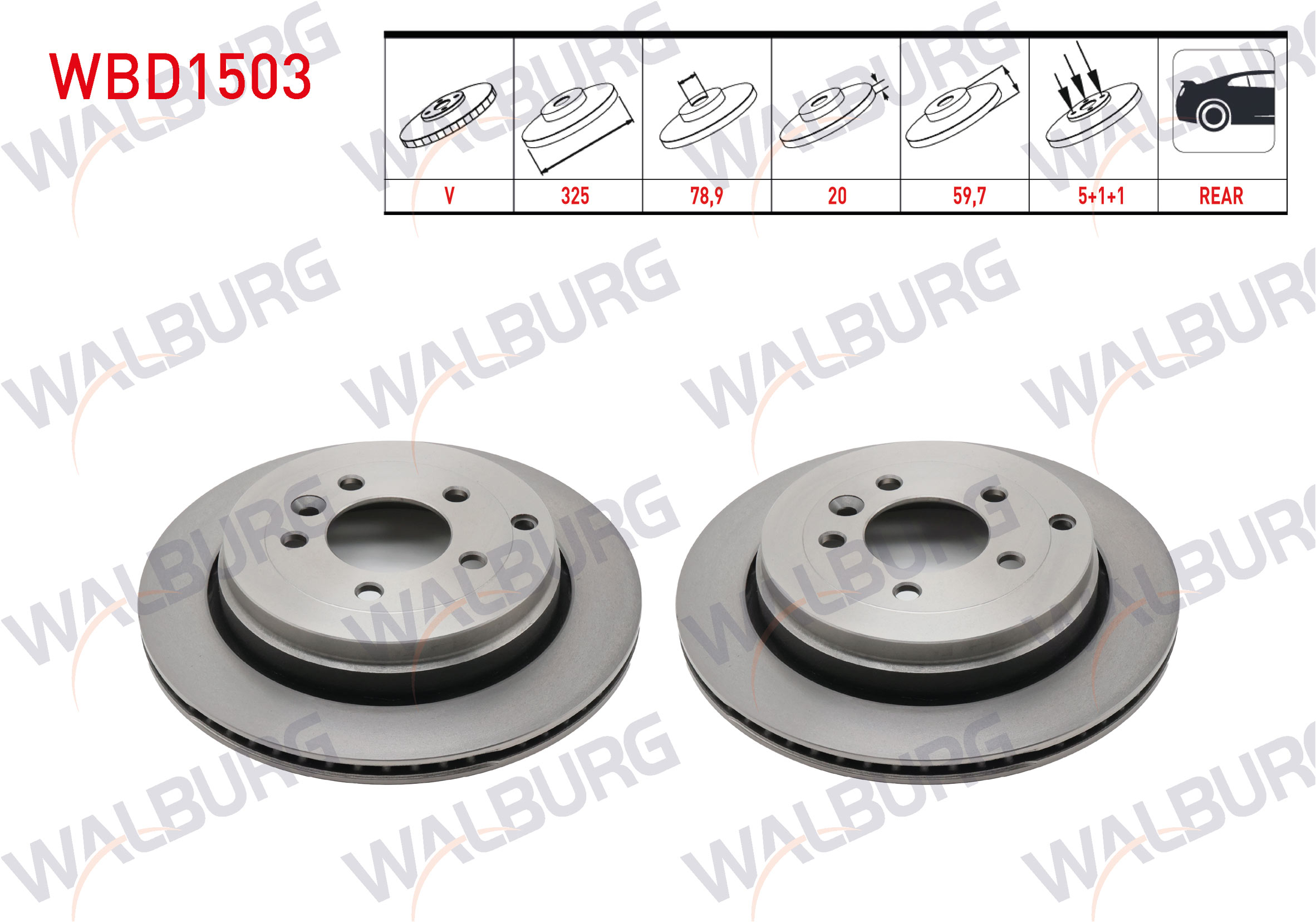 WALBURG  | FREN DISKI ARKA HAVALI LAND ROVER RANGE ROVER SPORT (LS) 2.7 TD 5 BJN 325X20X78,9X59,7 2005-2013