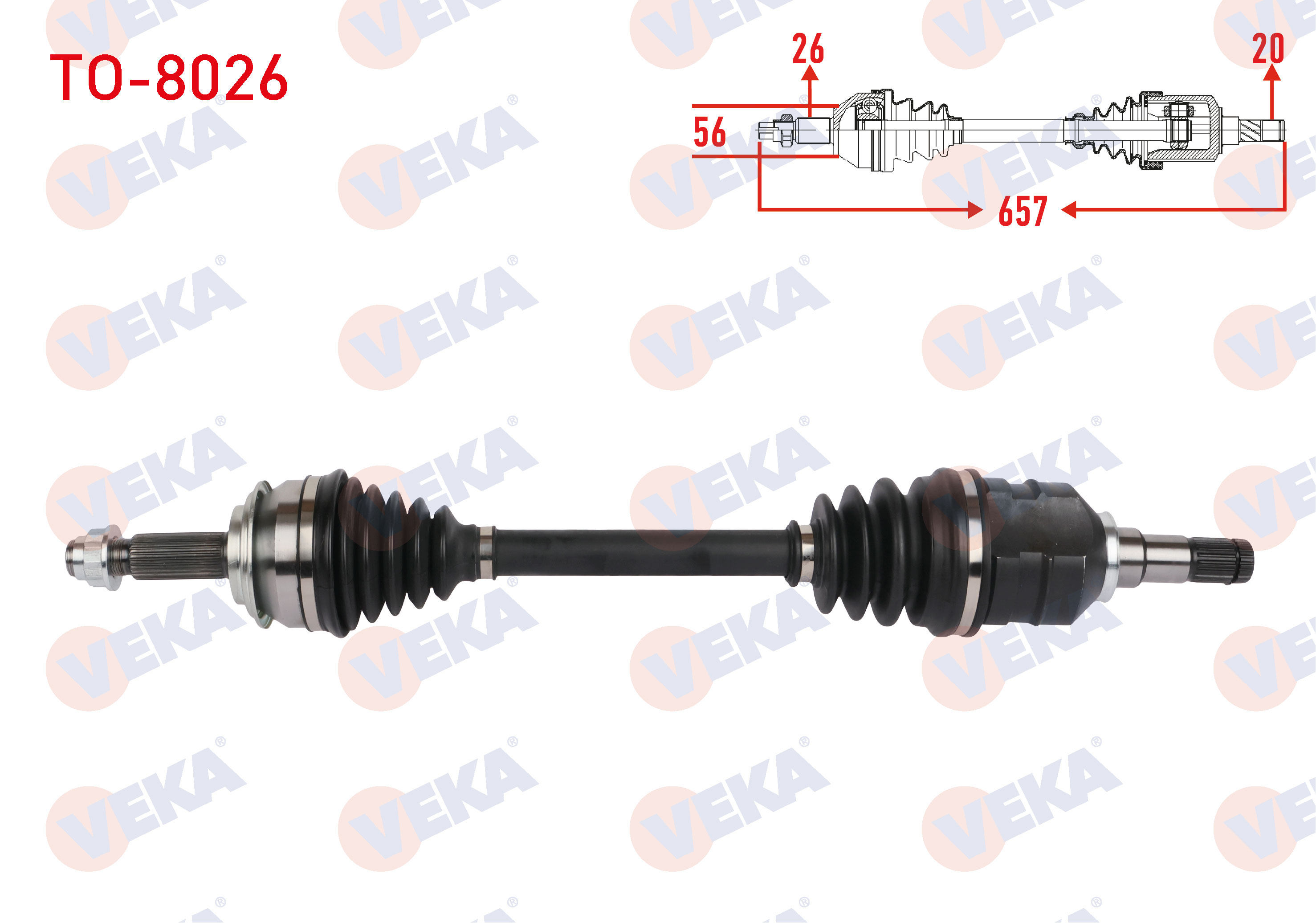 VEKA 259700 | KOMPLE AKS SOL ON UZUNLUK 657 mm TOYOTA YARIS (P13) 1.4 D-4D A-T/M-T 2011-