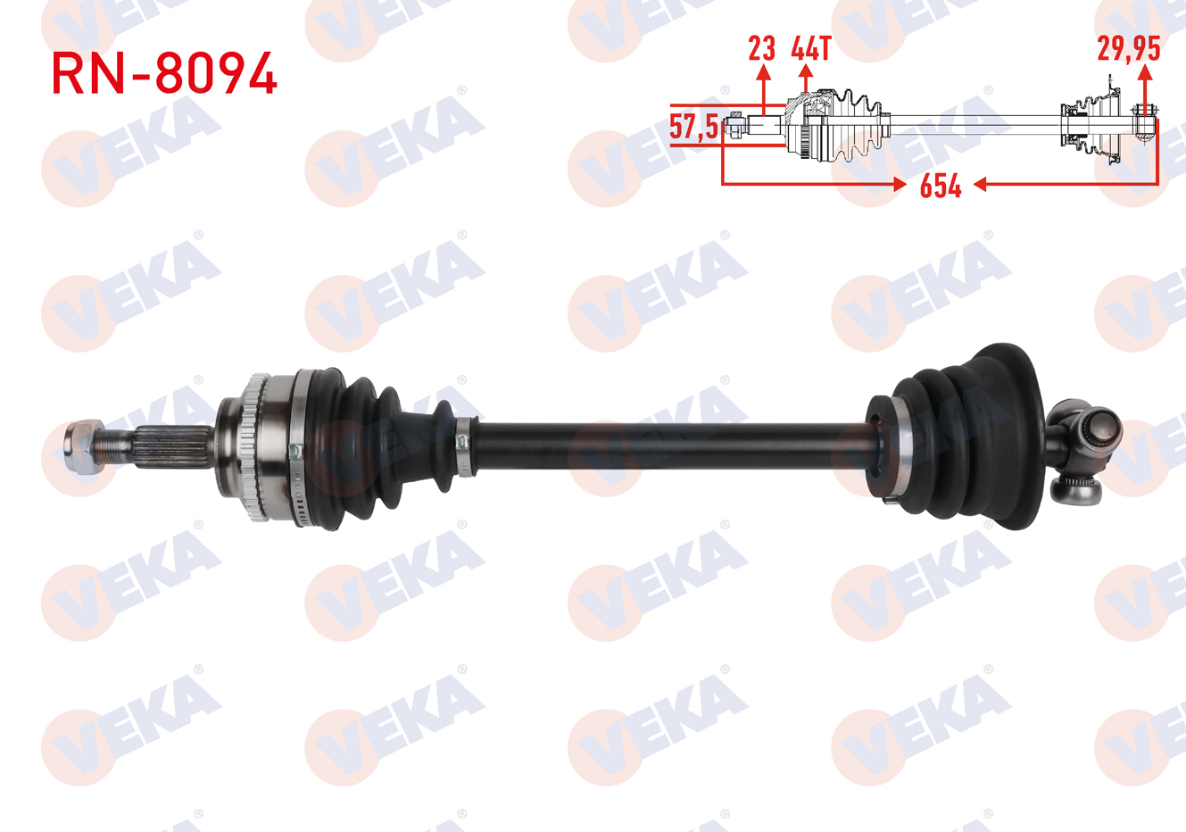 VEKA RE3330 | KOMPLE AKS SOL ON RENAULT MEGANE I (BA0/1) 1.9 DT ABSLI 44 DIS UZUNLUK 654mm 1996-2003