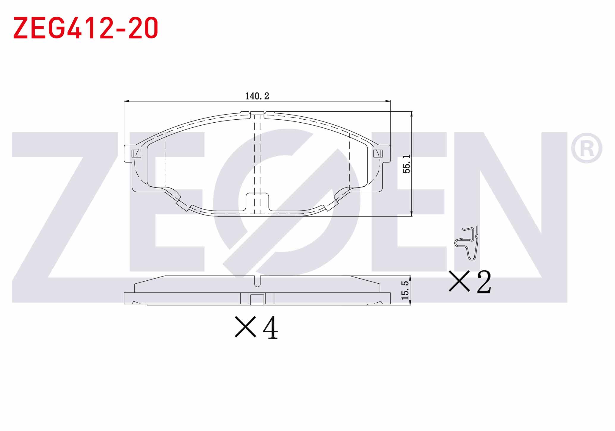 ZEGEN  | FREN BALATA ON TOYOTA HI-LUX PICK UP (_N_) 2.5 D-4D 1983-2005 / HI-LUX PICK UP (_N_) 2.5 2.4 D 1983-2005 / HI-ACE III (_H10_) 2.0 1989-1995 / HI-ACE III (_H10_) 2.4 D 1989-1995