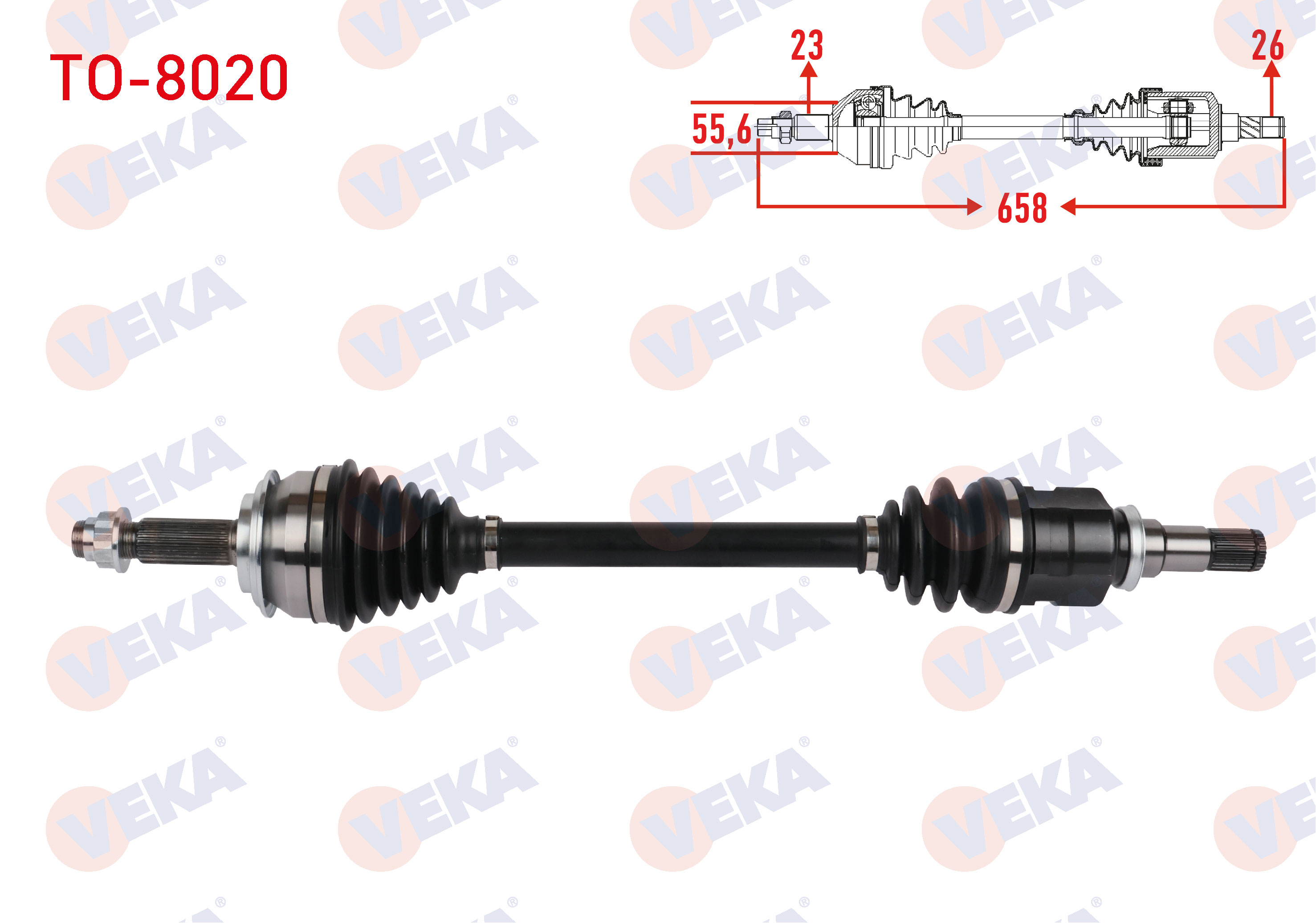 VEKA 259343 | KOMPLE AKS SOL ON TOYOTA YARIS (P9) 1.4 D-4D UZUNLUK 658mm 2006-2010