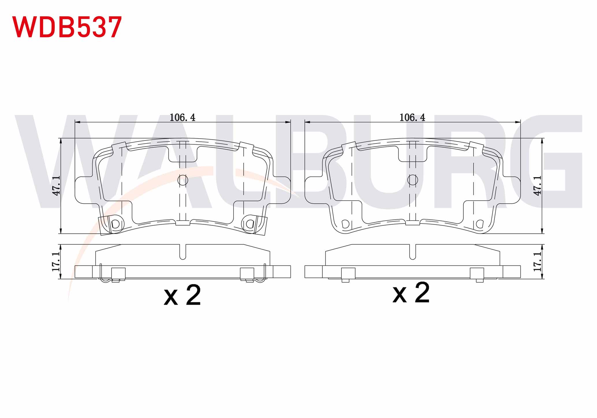 WALBURG  | FREN BALATA ARKA IKAZLI OPEL INSIGNIA 1.6 16-17-18 JANT 2008- / 1.6 T 2008- / 2.0 CDTI 130 HP 2008- / 2.0 T 2008- / 2.8 V6 2008-