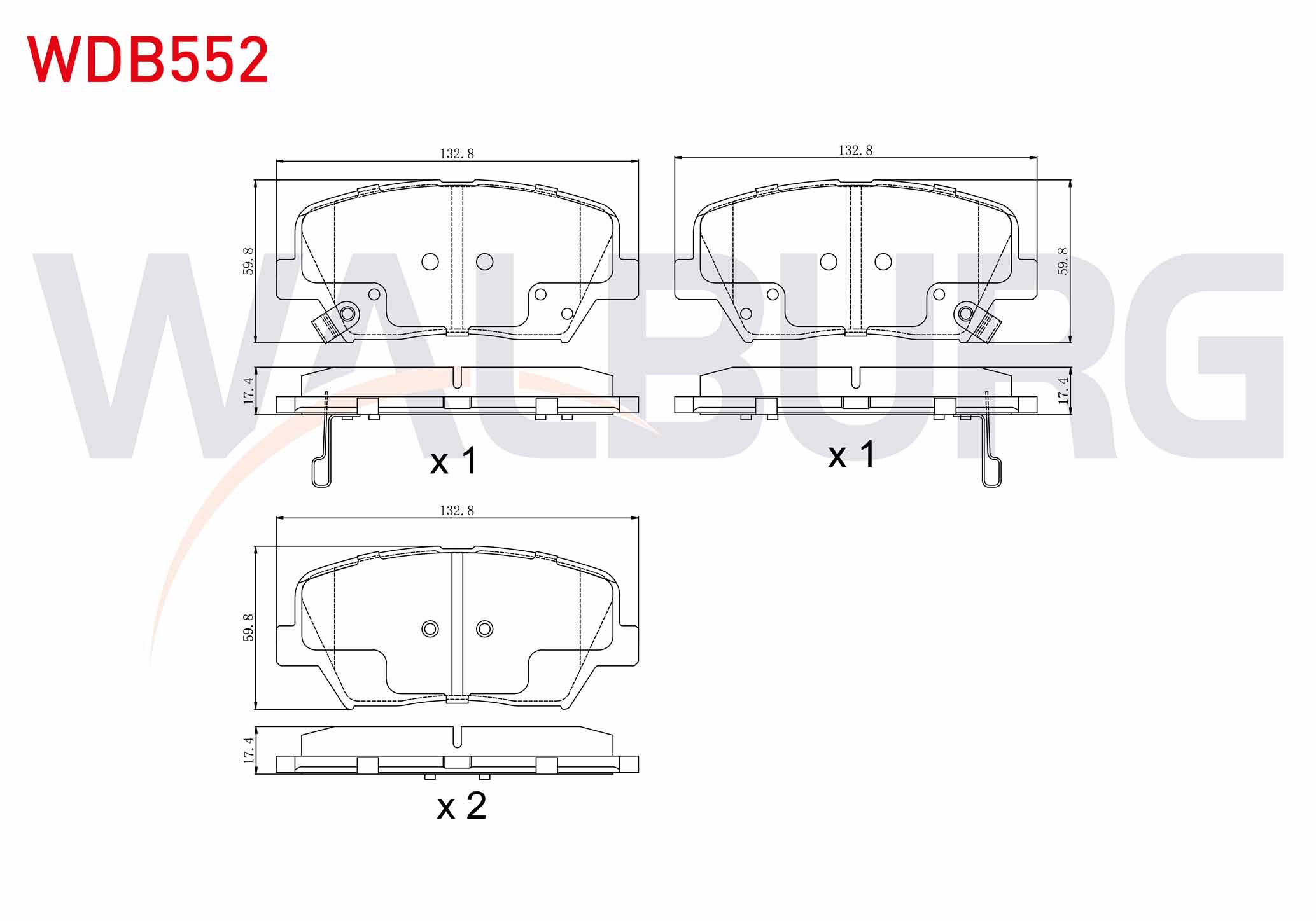 WALBURG  | FREN BALATA ON IKAZLI HYUNDAI ELANTRA 1.6 D-CVVT 2011-2015 / KIA CERATO 1.6 CRDI 2016- / KIA CERATO 1.6 MPI 2016-