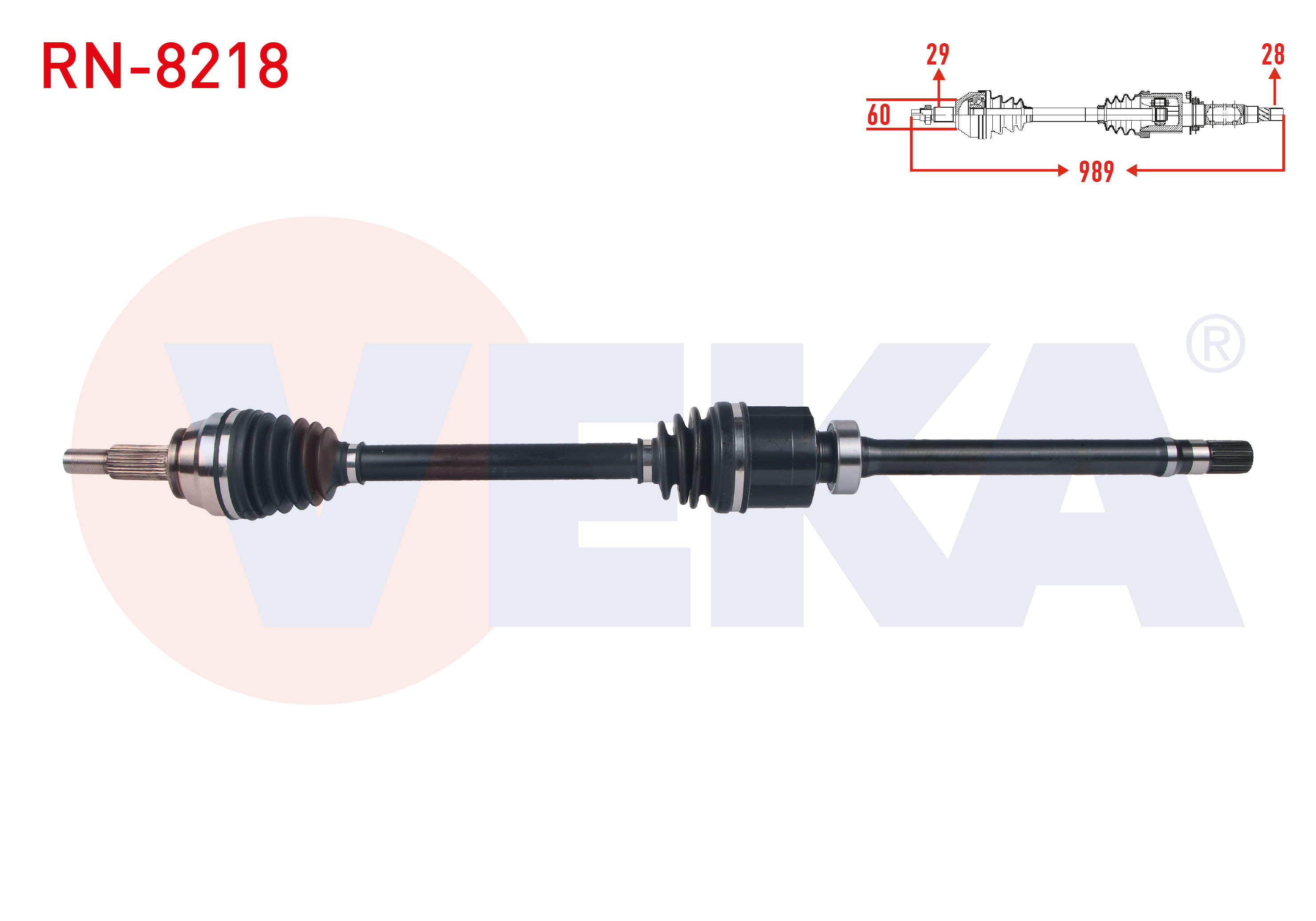 VEKA 203189 | KOMPLE AKS SAG ON UZUNLUK 989mm RENAULT TALISMAN 1.6 DCI A-T 2015-