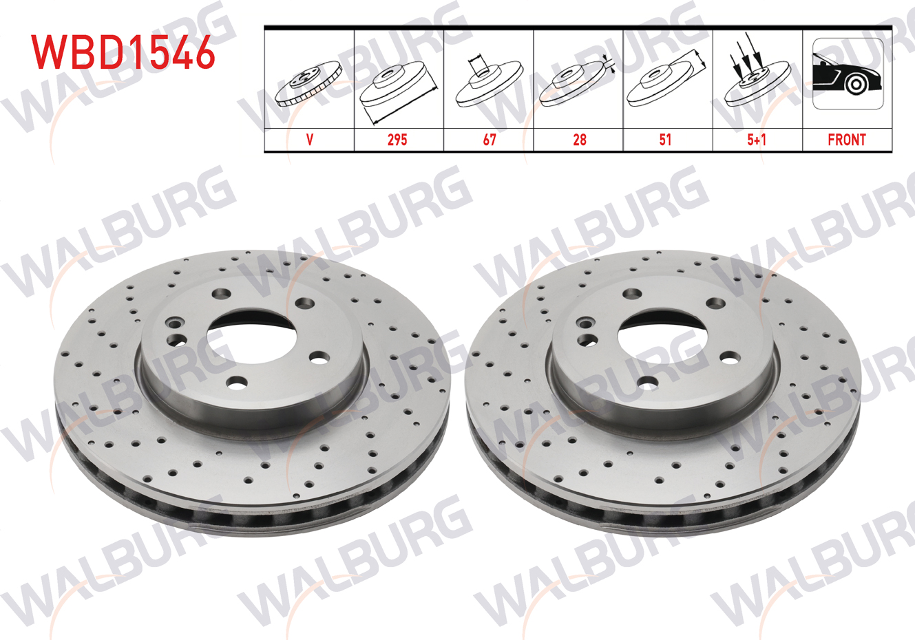 WALBURG  | FREN DISKI ON HAVALI 5 BJN 295X28X67X51 MERCEDES A SERISI (W176) A 160 CDI 2012-