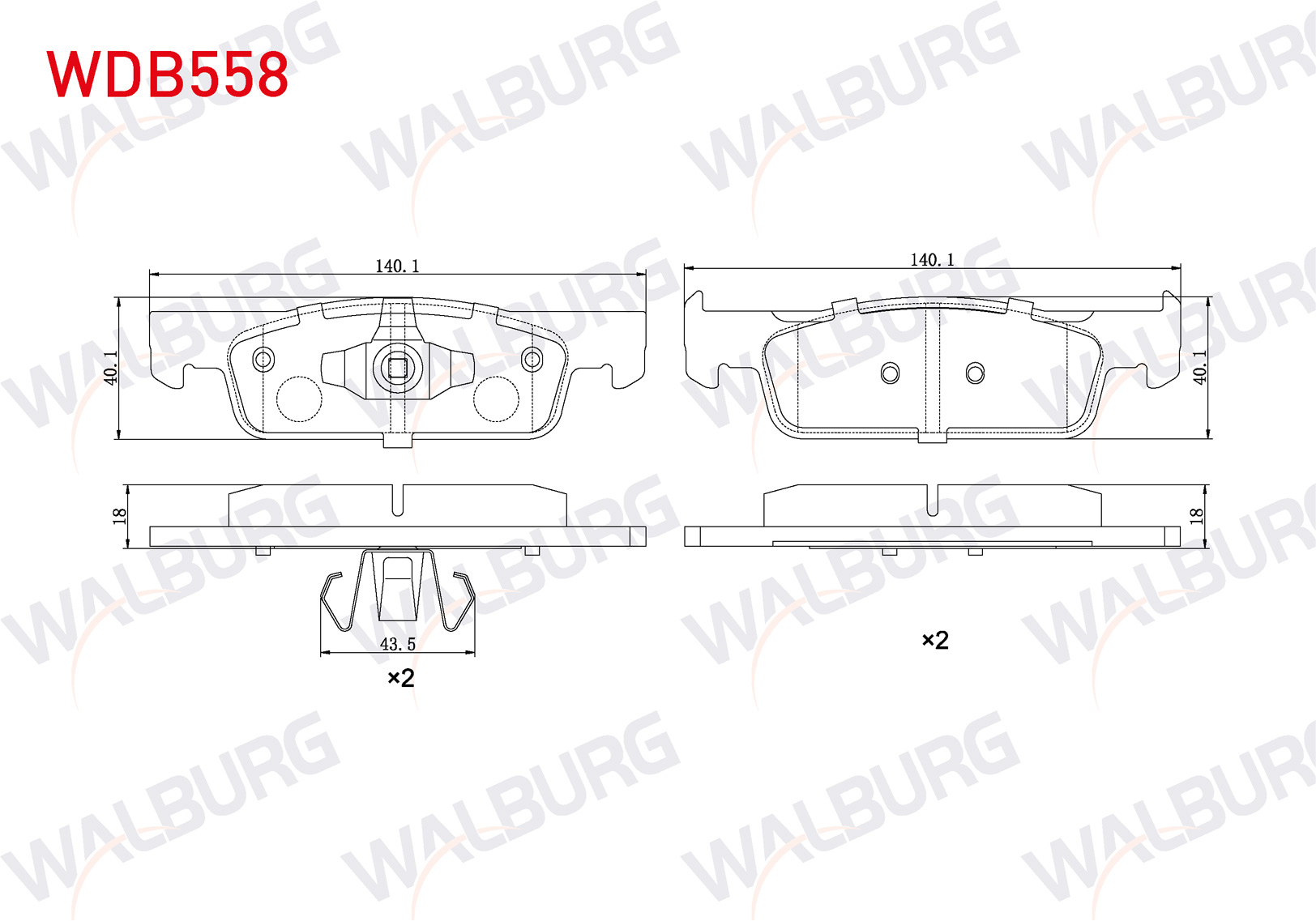 WALBURG  | FREN BALATA ON RENAULT SYMBOL III (JZ0/1) 1.5 DCI 16 JANT 2012-/ CLIO IV 1.5 DCI 75 HP 2012-/ CLIO IV 1.2 16v 16 2012-/ DACIA SANDERO STEPWAY 1.5 DCI 2012-/ SMART FORTWO 1.0 2014-/