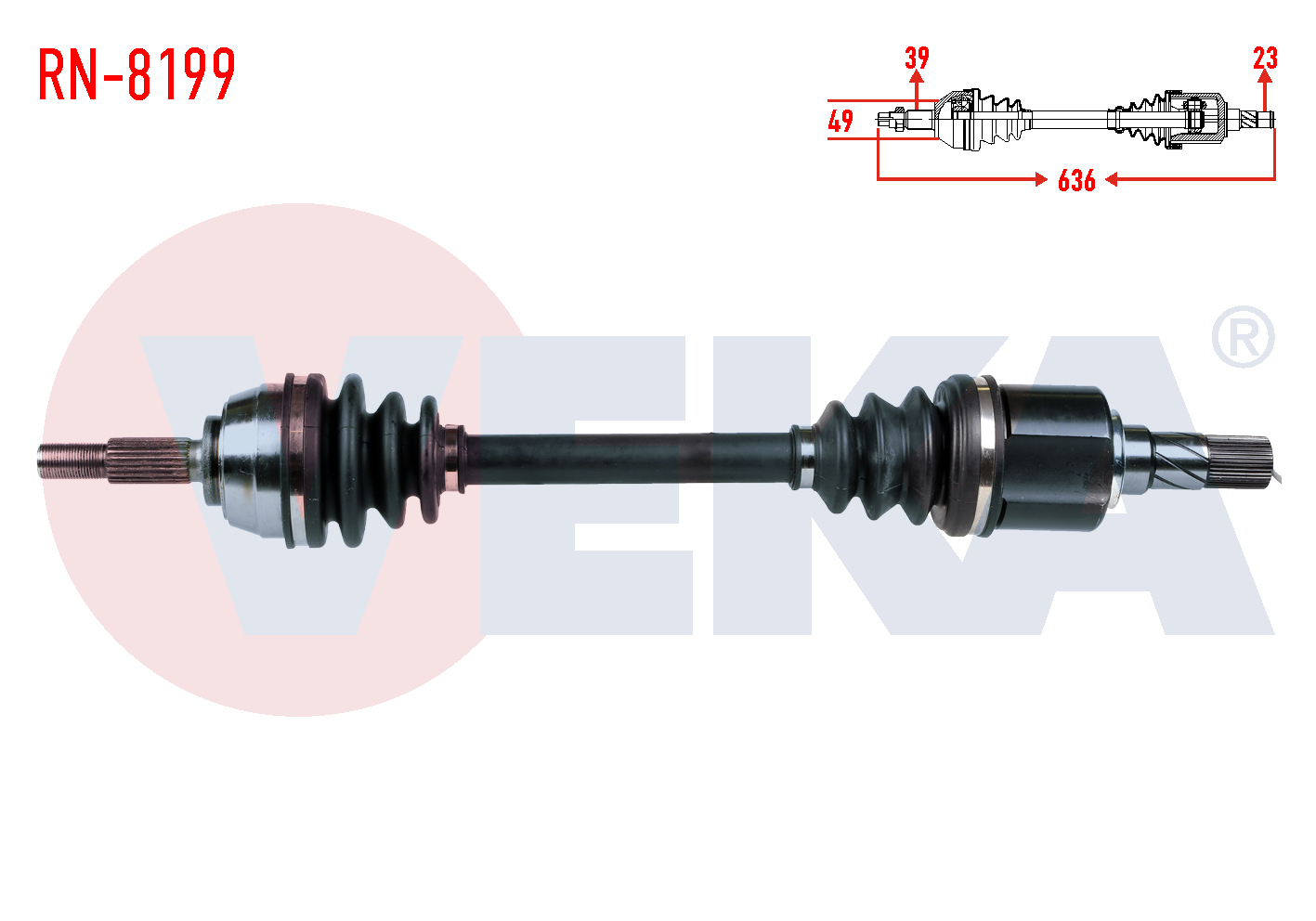 VEKA 304342 | KOMPLE AKS SOL ON RENAULT MEGANE II (BM0/1,CM0/1) 2.0 M-T UZUNLUK 636mm 2002-2008