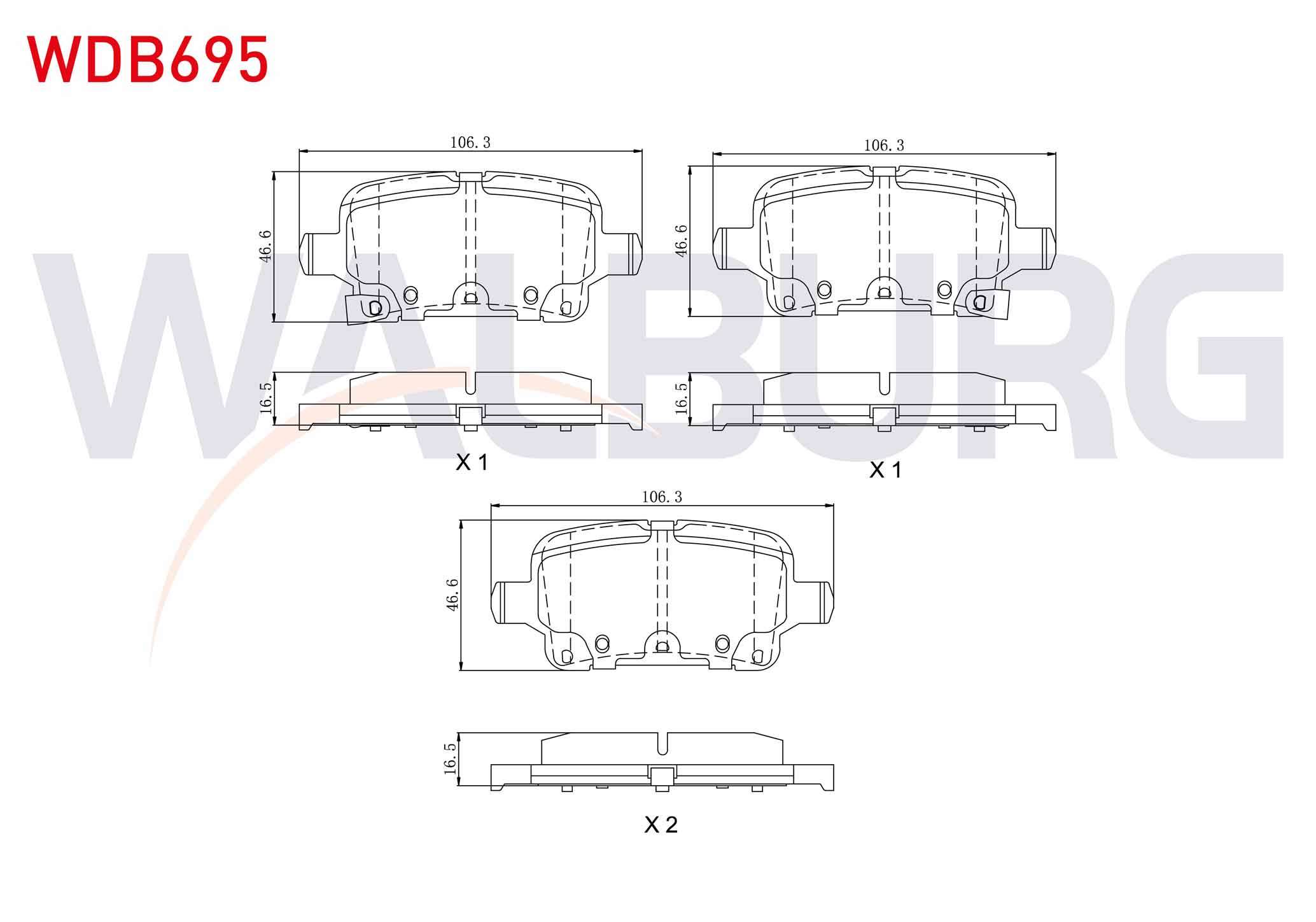 WALBURG  | FREN BALATA ARKA IKAZLI OPEL ASTRA K 1.0i TURBO - 1.4i TURBO - 1.6 CDTI 15-16 JANT 2015-