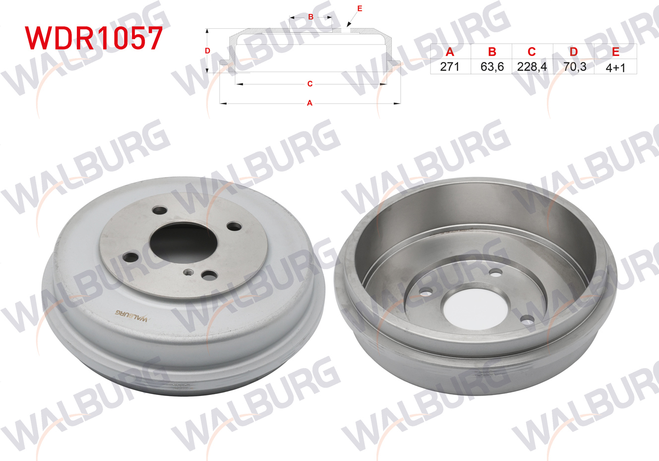 WALBURG DB4574 | FREN KAMPANASI ARKA 4 DELIK 271X63,6X228,4X70,3 FORD TRANSIT COURIER 1.0 EcoBoost - 1.5 TDCI - 1.6 TDCI 2014-