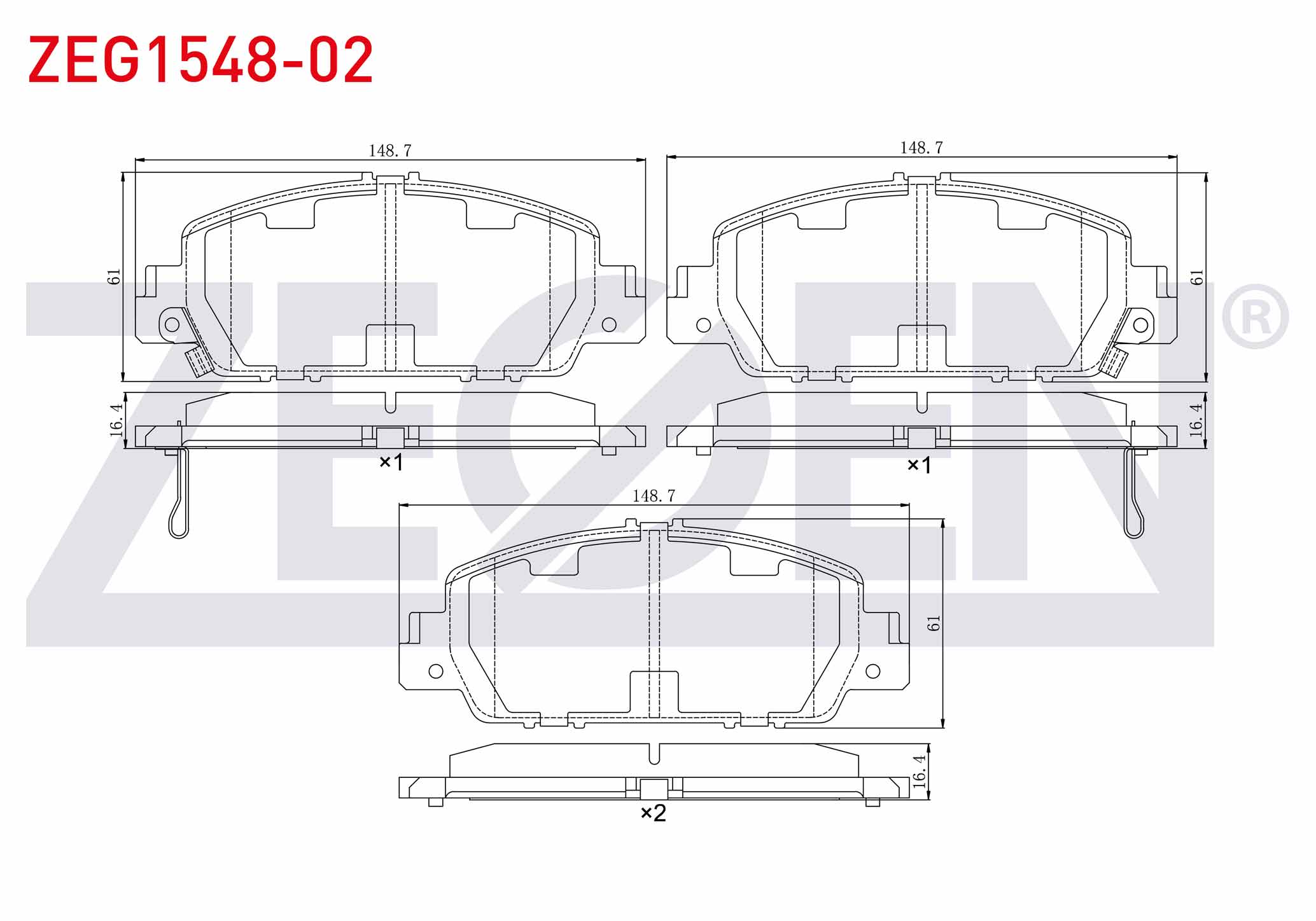 ZEGEN  | FREN BALATA ON IKAZLI HONDA HR-V (RU) 1.5 I-VTEC 2016-/ HR-V (RU) 1.6 I-DTEC 2016-