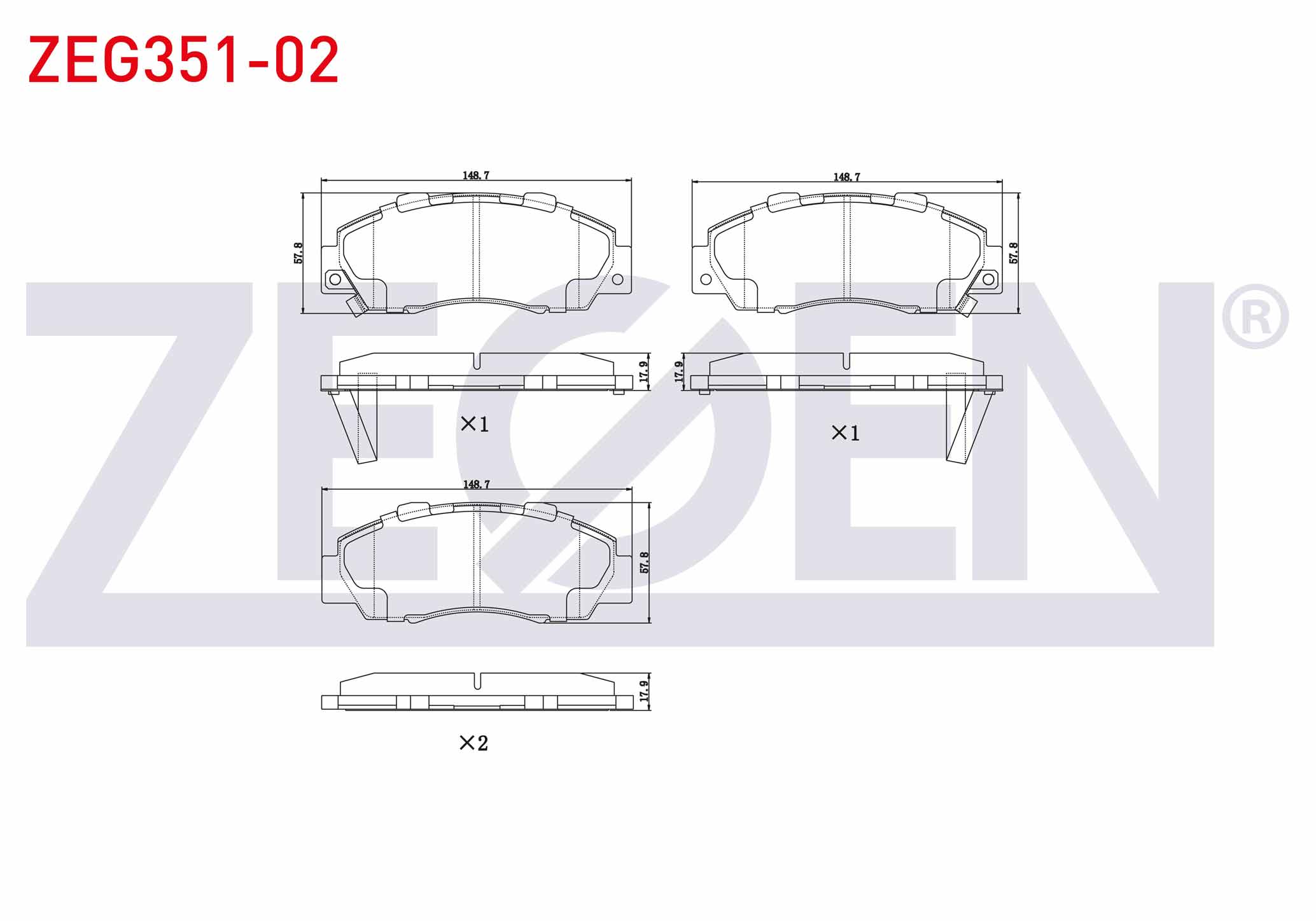 ZEGEN  | FREN BALATA ON IKAZLI HONDA ACCORD IV-V-VI 1.6i 2.0i 16v 1990-1993-1997 / ACCORD VI 1.6i 2.0i LS 1997-2003 / HR-V (GH) 1.6 1999- / CR-VI 2.0i 16v 1995-2002 / INTEGRA 2.0i 16v 2001-