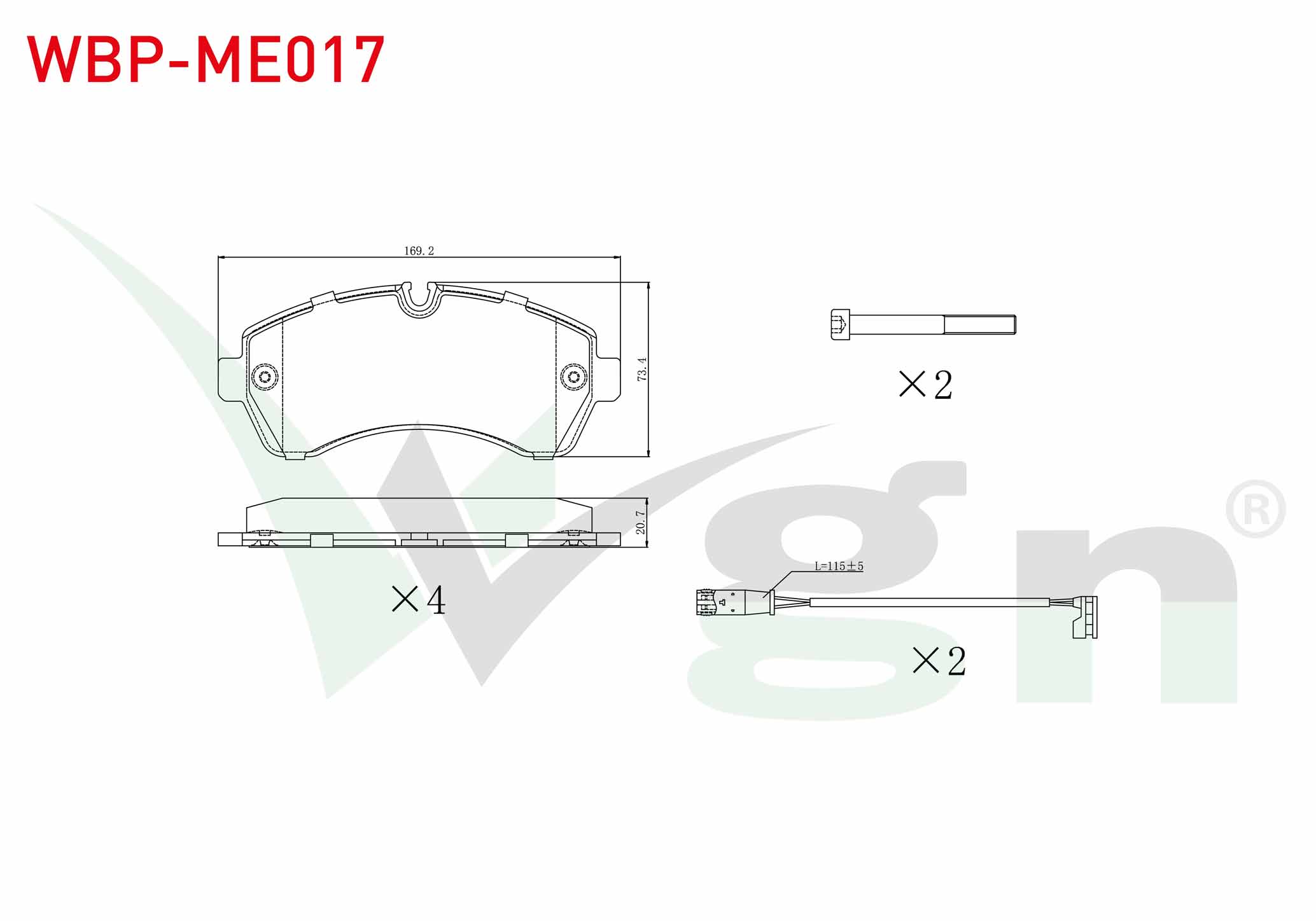 WGN  | FREN BALATA ON FISLI VW CRAFTER CIFT TEKER 2006-2018 / MERCEDES SPRINTER CIFT TEKER 2006-2018 / MERCEDES SPRINTER TEK TEKER 2018- / MERCEDES SPRINTER CIFT TEKER 2018-