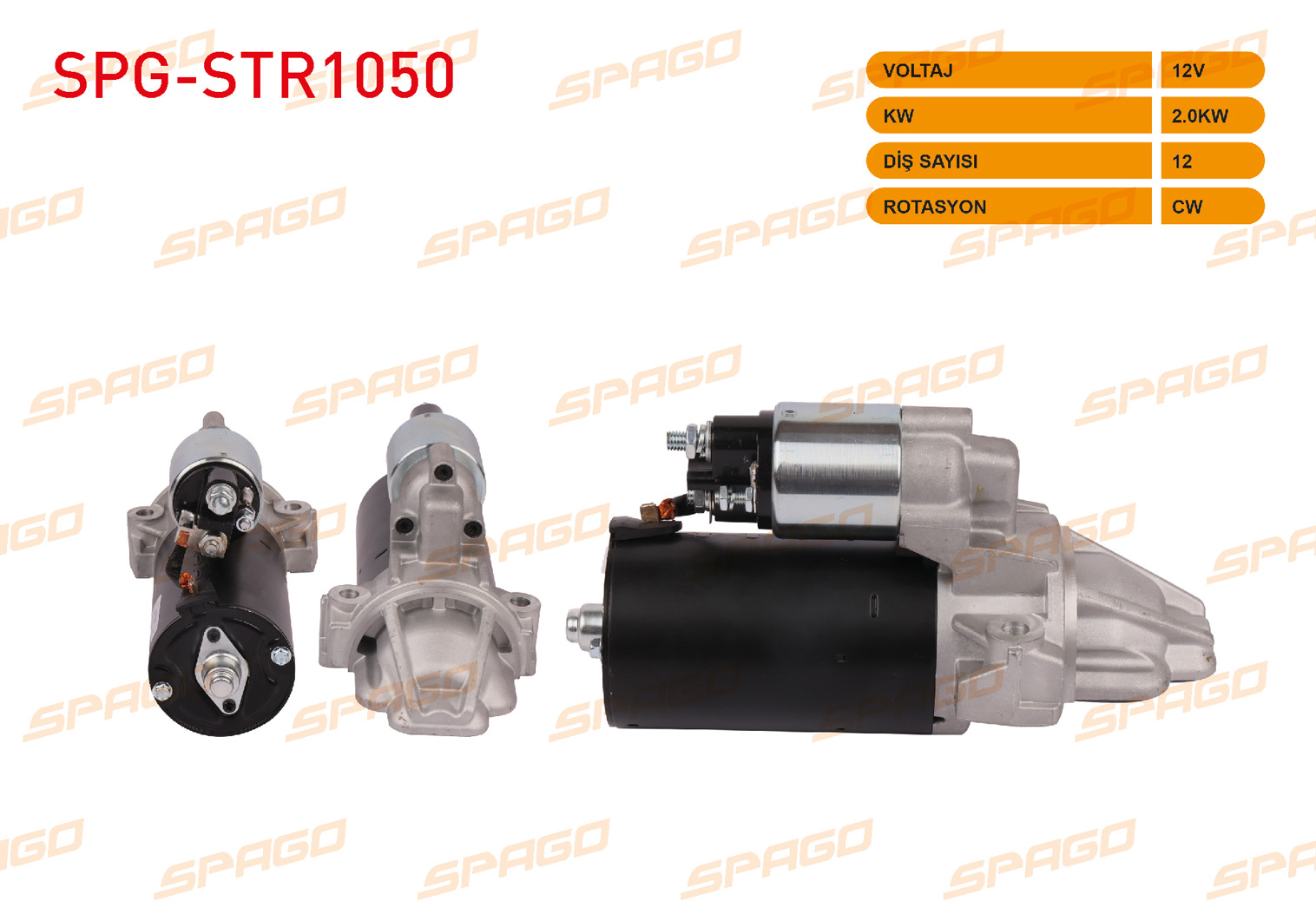 SPAGO 33243N | MARS MOTORU 12V 2.0KW 12 DIS CW (STR6840) TRANSIT 06-14 / DUCATO 06-12 / BOXER 06-16 / JUMPER 06-16 (2.2 HDI ARACLAR ICIN)