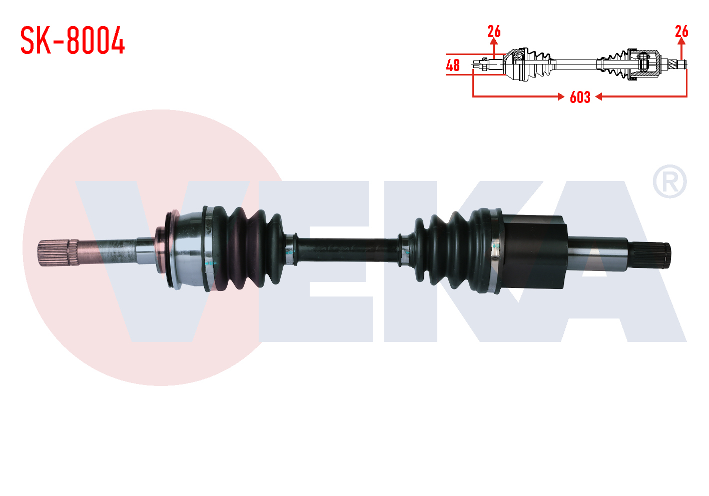 VEKA  | KOMPLE AKS SAG ON SUZUKI VITARA (ET,TA) 1.6i 16v UZUNLUK 603mm 1988-1999