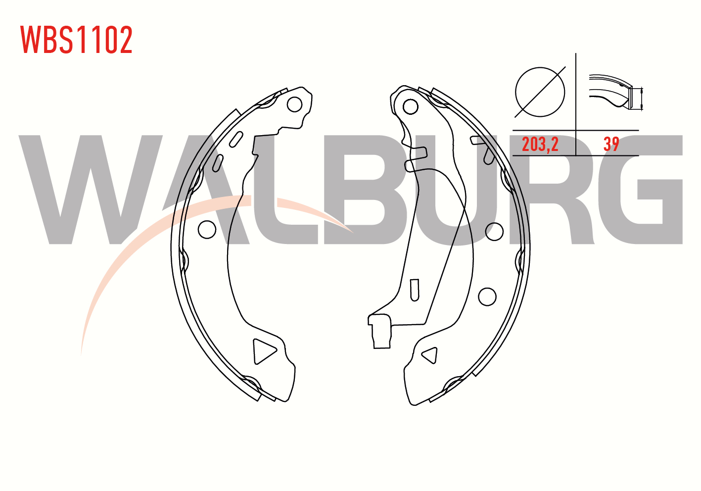 WALBURG 0 986 487 289 | FREN PABUC BALATA ARKA RENAULT R19 1.4 LEVYELI 203,2X39 mm 1988-2001/ R19 1.6 1988-2001/ R19 1.9 D- 1988-2001/ R19 1.8i 16v- 1988-2001/ R19 1.7 1988-2001