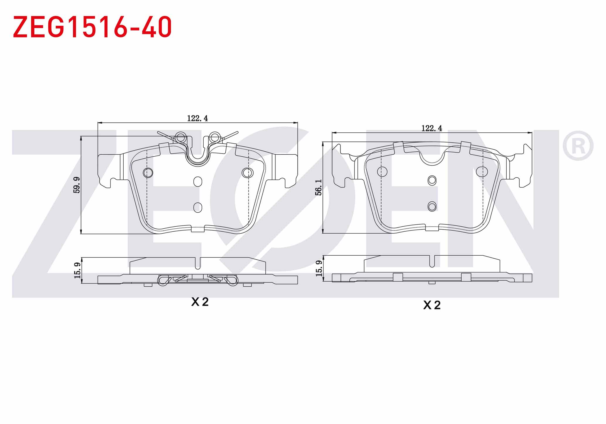 ZEGEN  | FREN BALATA ARKA 18 JANT LAND ROVER DISCOVERY SPORT (LC) 2.0 TD4 14-/ DISCOVERY SPORT 2.0 Si4 14-/ VOLVO S90 II 2.0 D5 16-/ XC90 II 2.0 D5 15-/ JAGUAR XF (JB) 2.0 D 16-/ XE (X760)