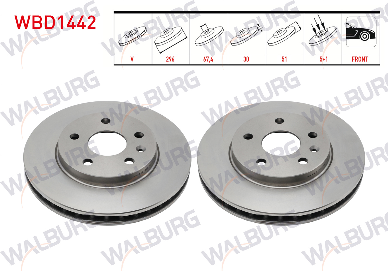 WALBURG 0 986 479 543 | FREN DISKI ON HAVALI 5 BJN 296X30X67,4X51 OPEL INSIGNIA A 1.6 CDTI - 2.0 CDTI - 1.4T - 1.6T 16 JANT 2008-