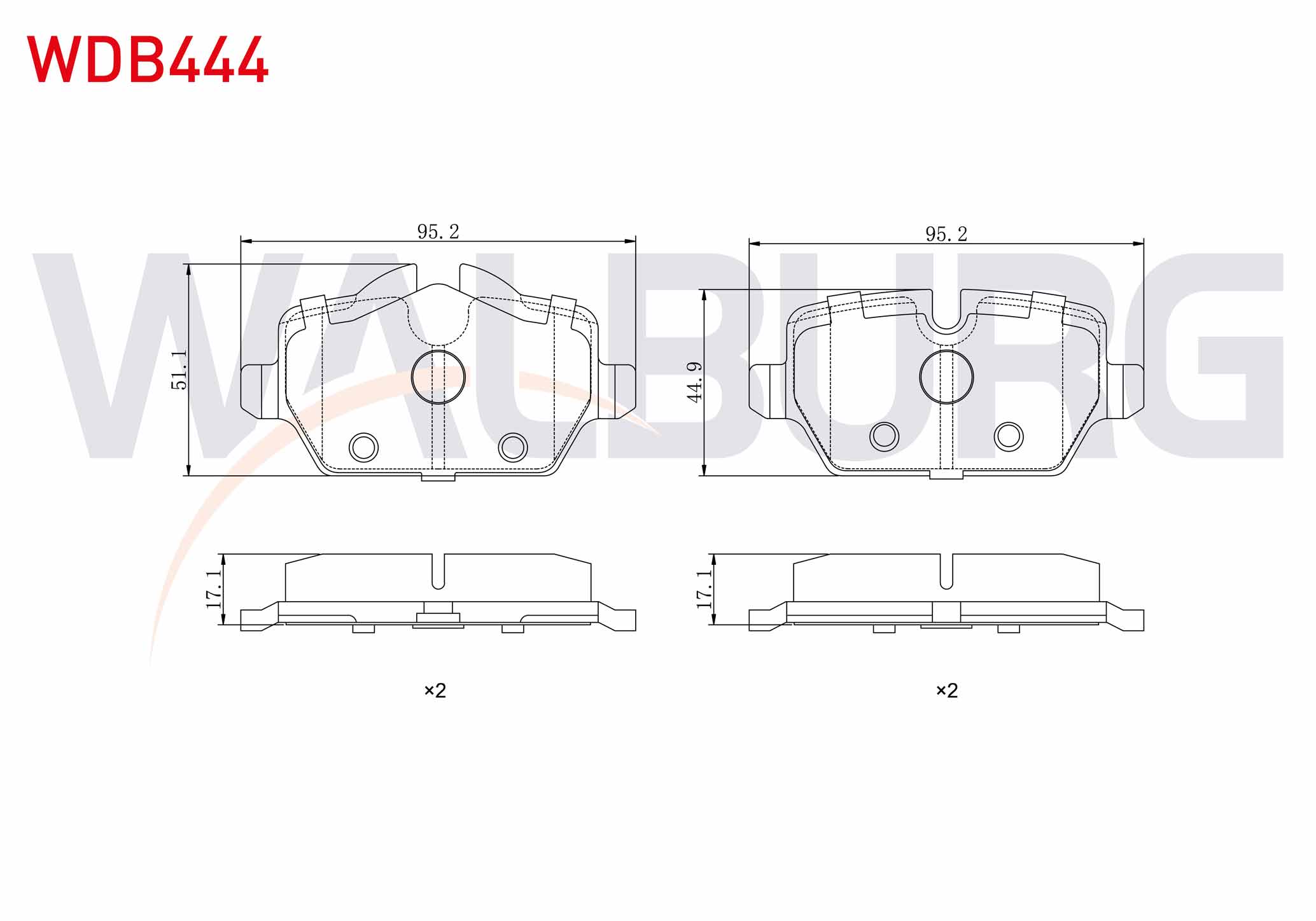 WALBURG  | FREN BALATA ARKA BMW 1 SERISI (E87) 116 i 2003-2012/ 118 i 2003-2012/ 120 i 2003-2012/ 1 SERISI (E81) 118 i 2004-2012/ 3 SERISI (E90) 316 Ti 2005-2011/ 318 CL 2005-2011/ 318 D 2005