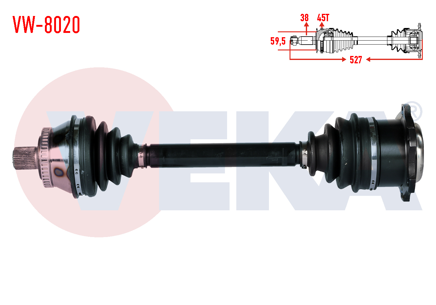 VEKA 203015 | KOMPLE AKS SOL ON VOLKSWAGEN PASSAT (3B2) 1.9 TDI ABSLI 45 DIS UZUNLUK 527mm 1996-2000