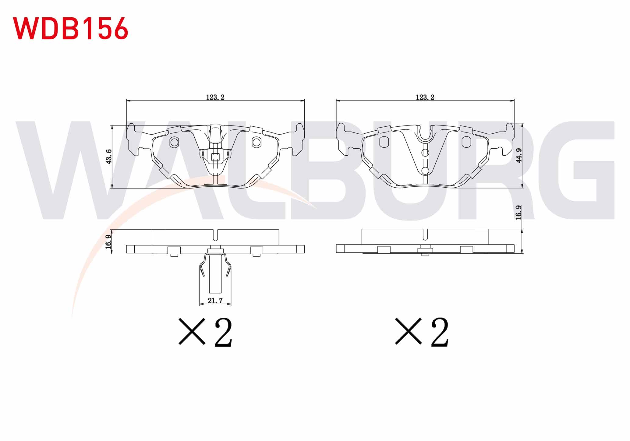 WALBURG  | FREN BALATA ARKA BMW 3 SERISI (E36) 318 i 1990-1998/ (E36) 320 i 1990-1998/ (E36) 325 i 1990-1998/ (E36) 328 Ci 1990-1998/ (E46) 320 D 1998-2005/ (E46) 316 i 1998-2005/ (E46) 325 i