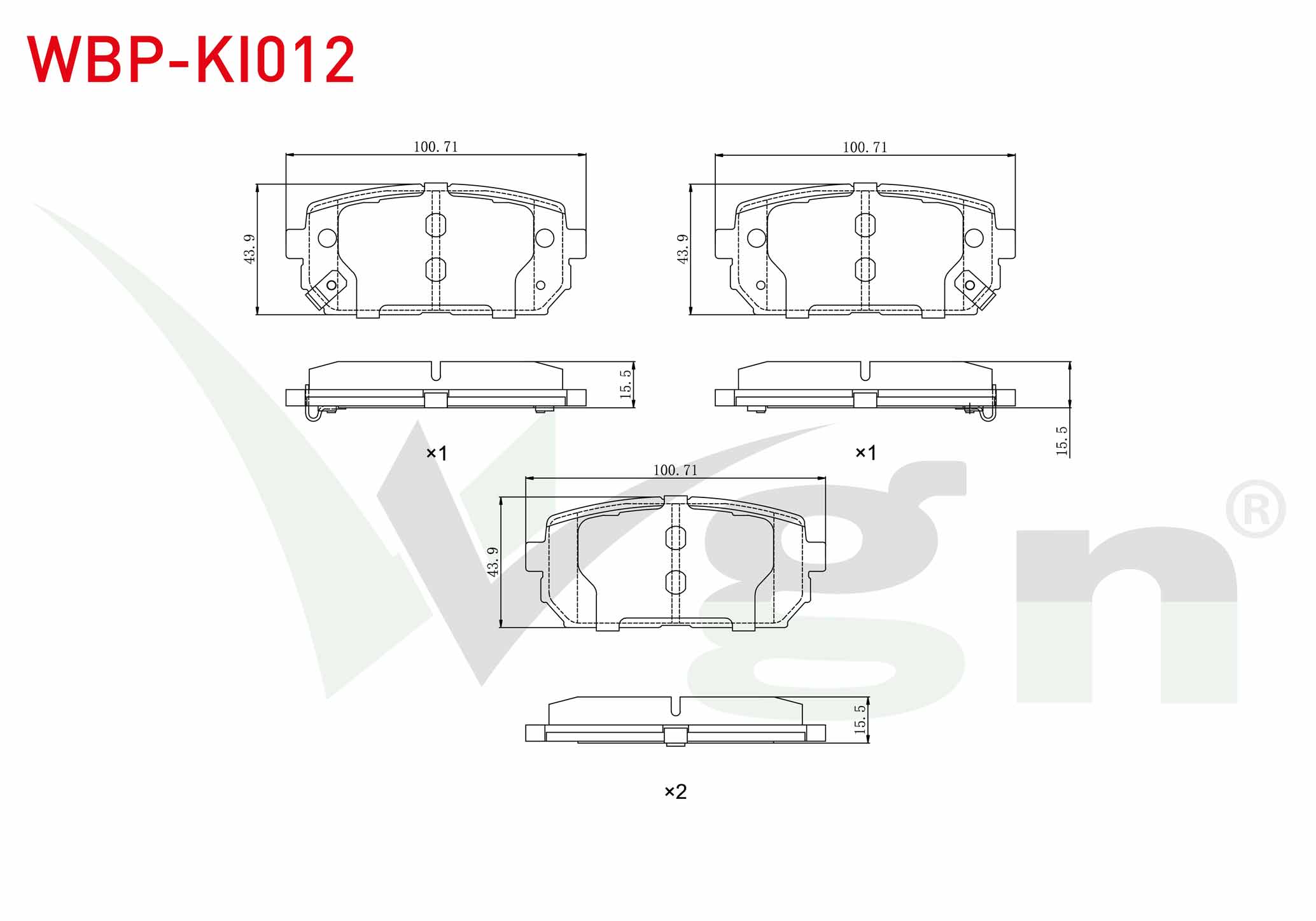 WGN  | FREN BALATA ARKA IKAZLI KIA CARENS III 2.0 CRDI 2006- / SPORTAGE 1.6 GDI 4X2 17 JANT 2010- / HYUNDAI IX35 (LM) 1.6 GDI 4X2 17 JANT 2010-