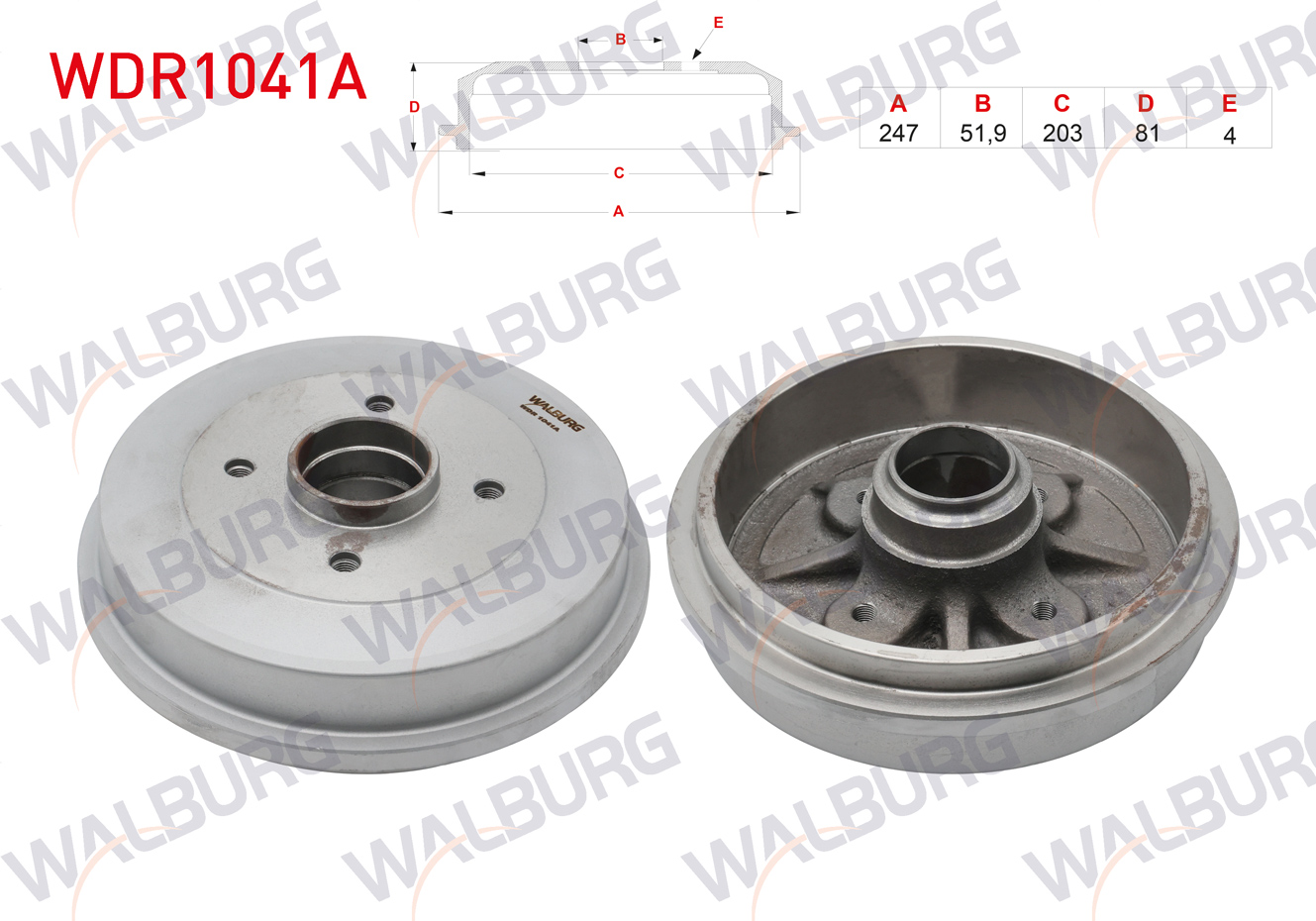 WALBURG 0 986 477 126 | FREN KAMPANASI ARKA 4 DELIK PEUGEOT 306 1.6 - 1.8 1993-2002/ CITROEN XSARA 1.4 HDI - 1.6 1997-2005/ ZX 1.4 1991-1997