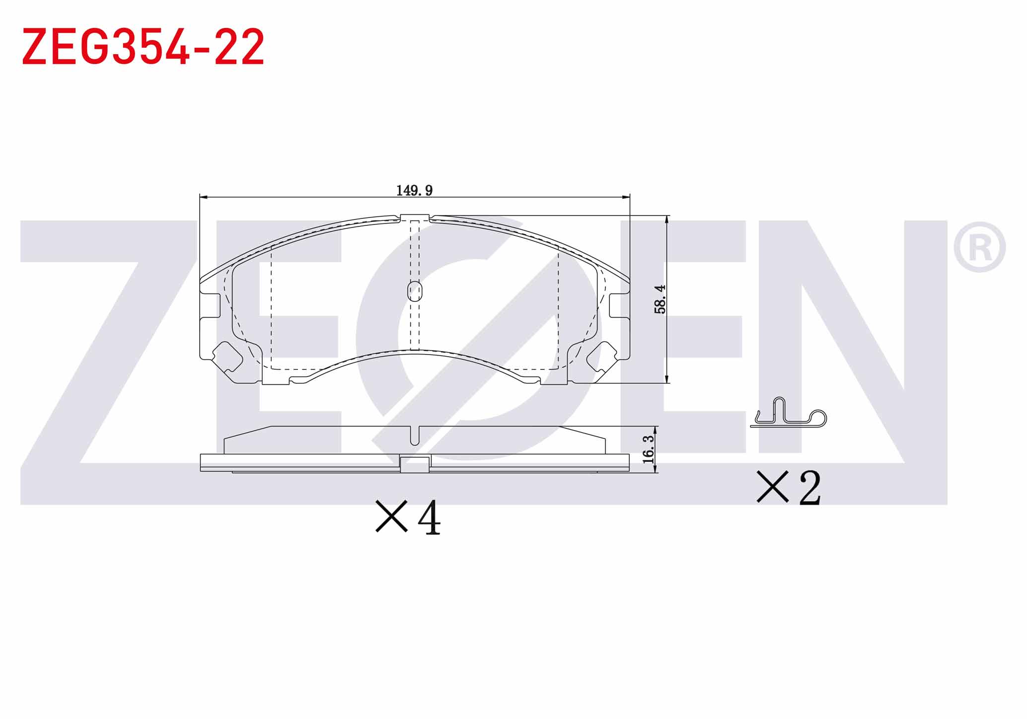 ZEGEN  | FREN BALATA ON IKAZLI MITSUBISHI OUTLANDER I 2.0 2001-2006/ OUTLANDER I 2.0 T 2001-2006/ OUTLANDER I 2.0 DI-D 2006-2012