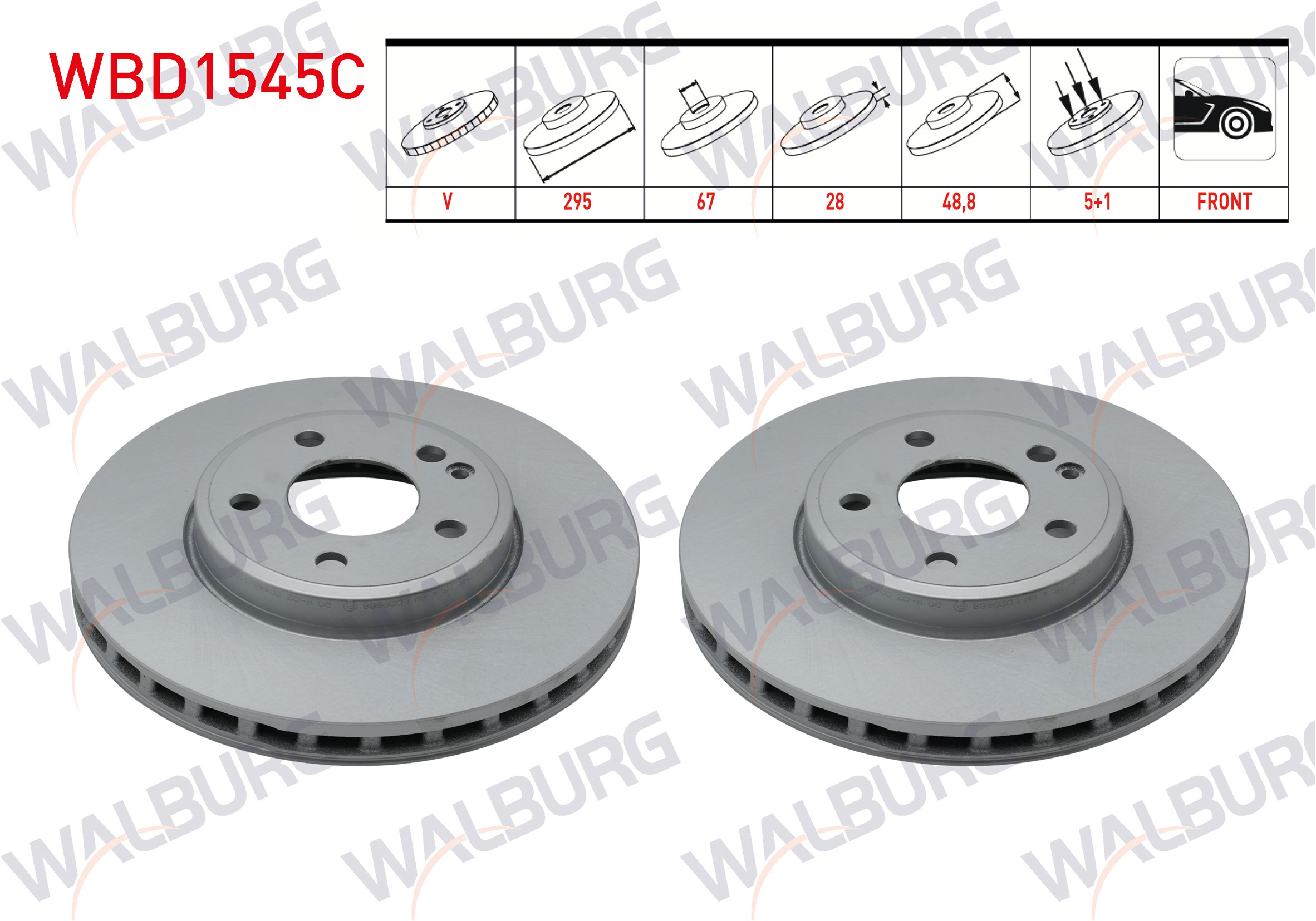 WALBURG  | FREN DISKI ON HAVALI KAPLAMALI MERCEDES A SERISI (W176) A 180 5 BJN 295X28X67X48,8 2012-