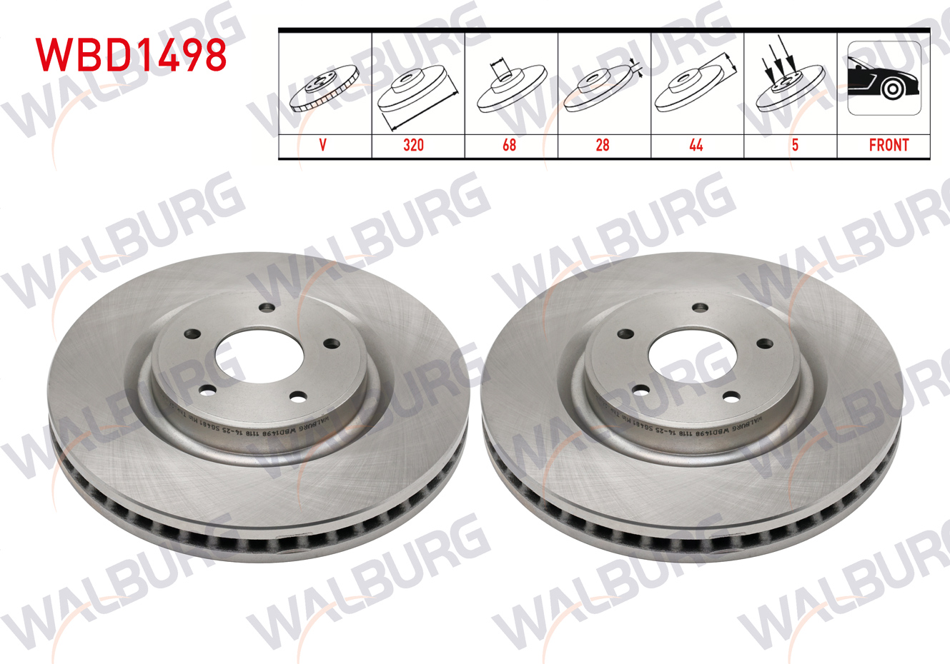 WALBURG  | FREN DISKI ON HAVALI 5 BJN 320X28X68X44 NISSAN X-TRAIL (T32) 1.6 DCI 2013-/ X-TRAIL (T32) 1.3 DIG-T 2019-/ RENAULT KOLEOS II 2.0 DCI 2016-