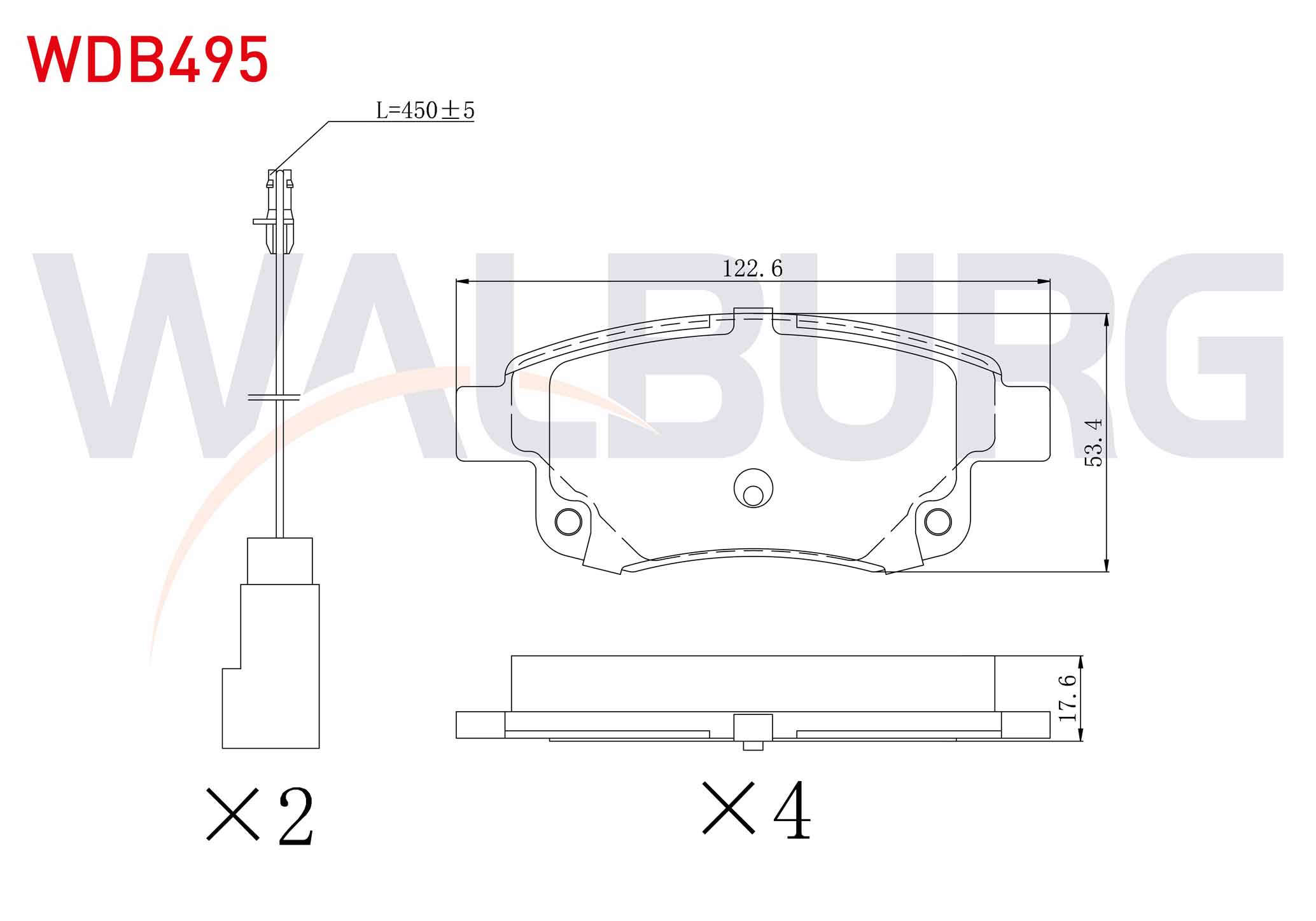 WALBURG 0 986 494 171 | FREN BALATA ARKA FISLI FORD TRANSIT (V347) 2.2 TDCI - 2.4 TDCI - 3.2 TDCI 2006-2014 / TRANSIT (V348) 2.2 TDCI 2006-2014