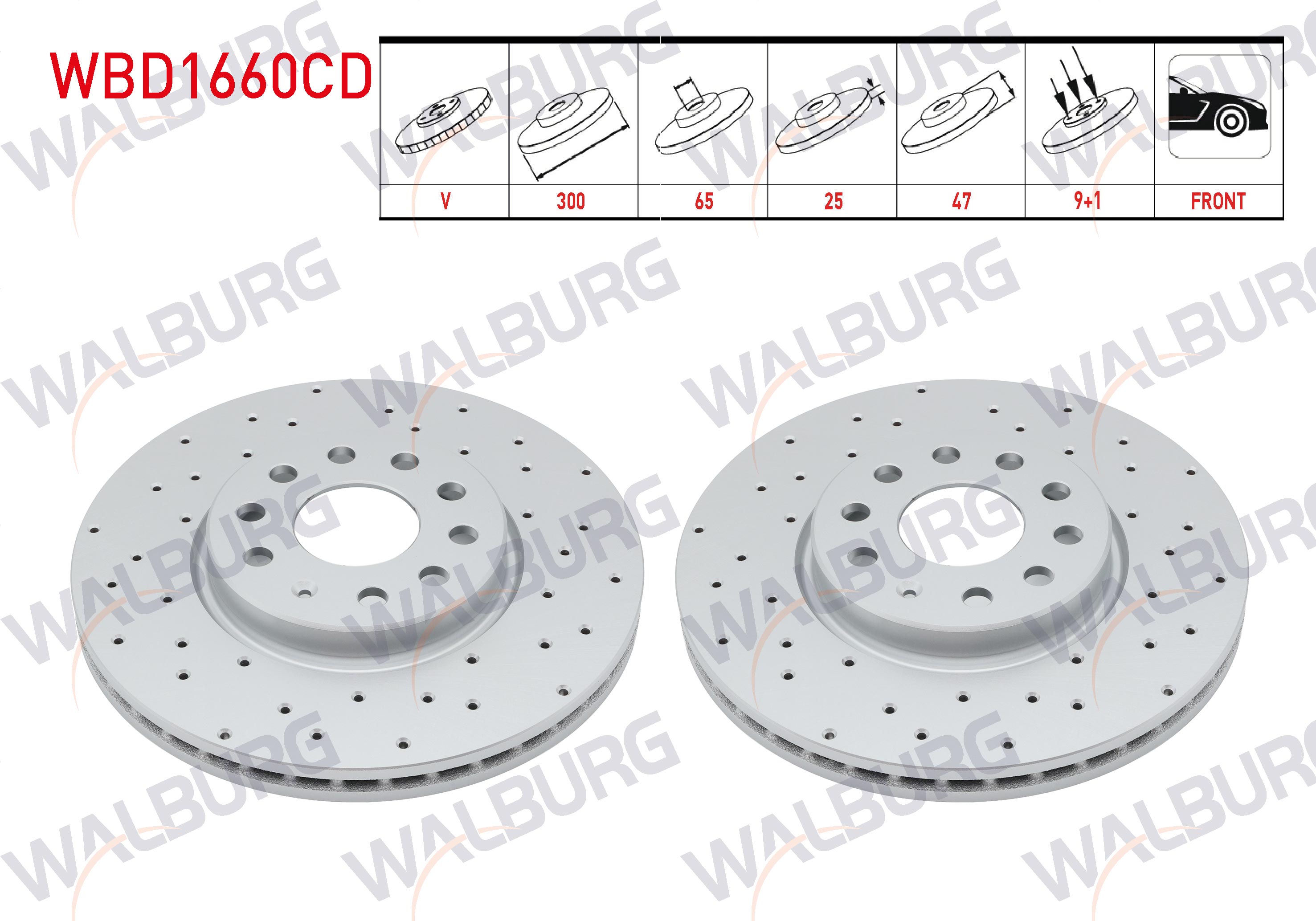 WALBURG  | FREN DISKI ON HAVALI KAPLAMALI PERFORMANS DELIKLI 5 BJN 300X25X65X47 MG ZS SUV EV (CSA7001) 2019-