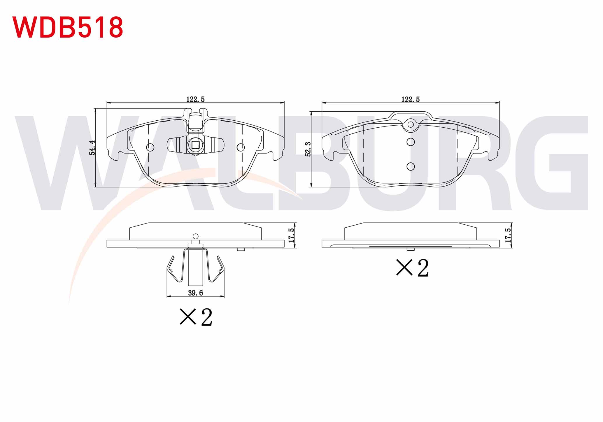 WALBURG  | FREN BALATA ARKA MERCEDES C SERISI (W204) C 180 2007-2014/ C 200 CDI 2007-2014 / C 220 CDI 2007-2014/ E CLASS (W212) E 180 2009-/ E 200 2009-/ E 220 CDI 2009-/ E 350 CDI 2009-