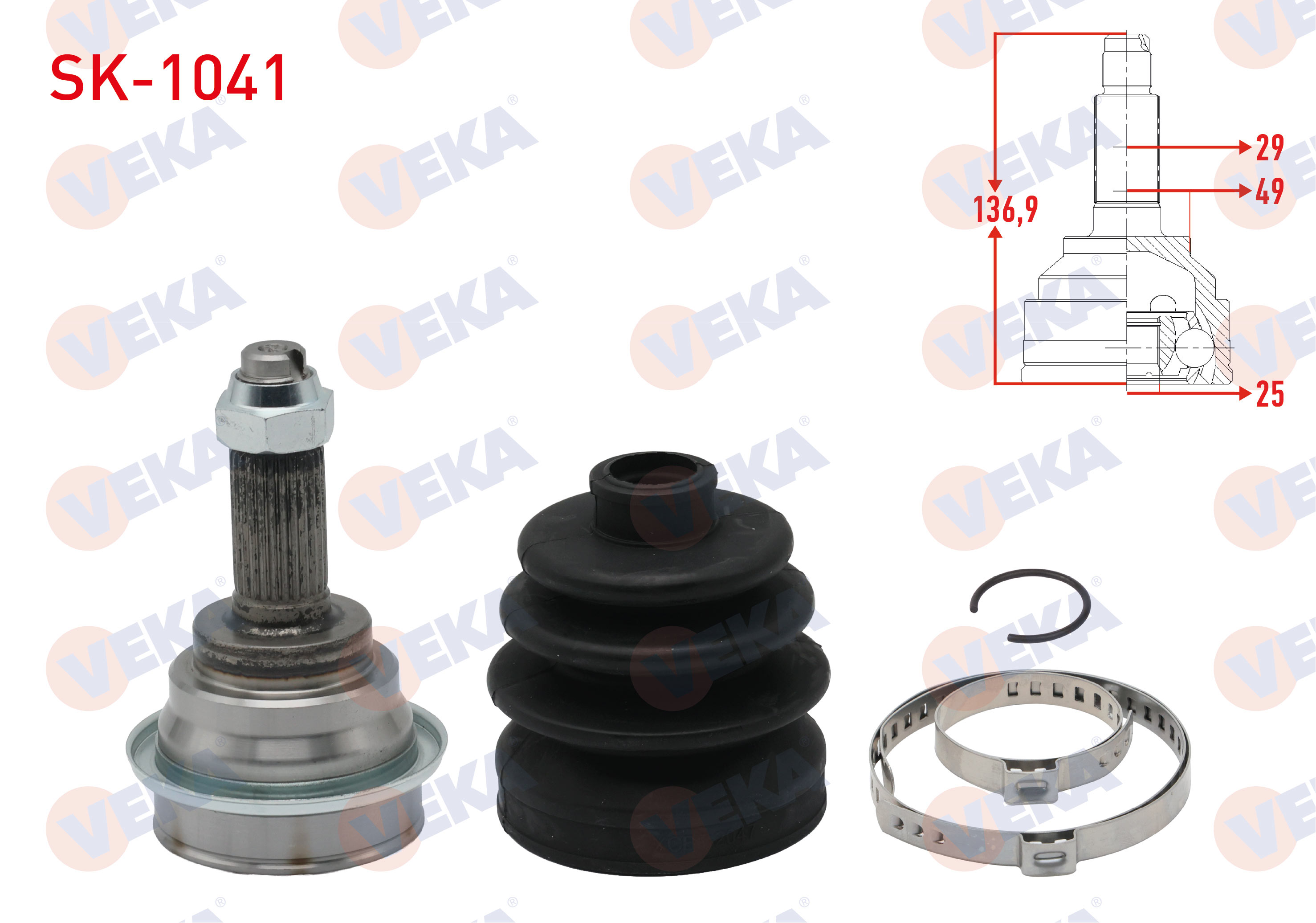 VEKA  | AKS KAFASI SOL-SAG ON DIS SUZUKI SWIFT III (MZ,EZ) 1.3i 25X29X49 UZUNLUK 136.90mm 2005-2010