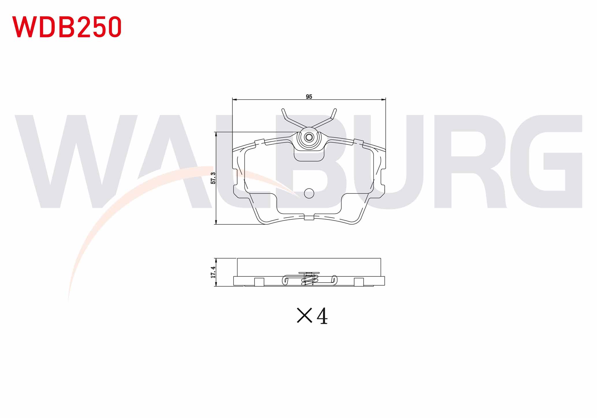 WALBURG  | FREN BALATA ARKA VOLKSWAGEN TRANSPORTER IV (70XB,70XC,7DB,7DW) 1.9 D 1990-2003 / TRANSPORTER IV (70XB,70XC,7DB,7DW) 2.5 D 1990-2003