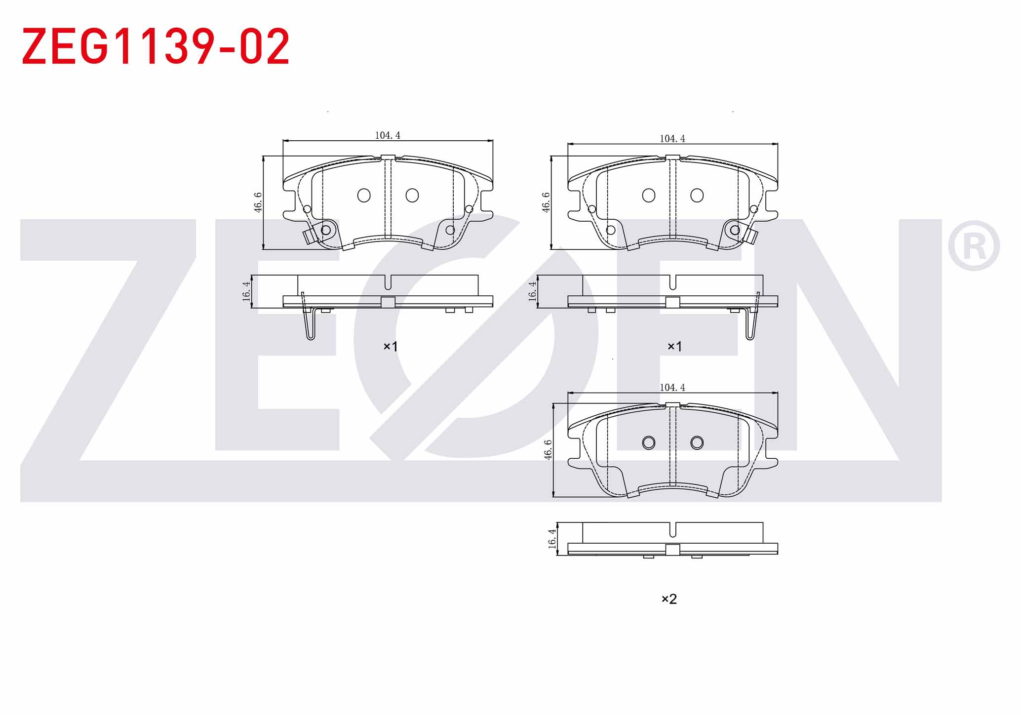 ZEGEN  | FREN BALATA ON IKAZLI HYUNDAI ATOS (MX) 1.0i 1998-2005 / ATOS (MX) 1.1i 1998-2005 / ATOS PRIME 1.0i 2001-2008 / ATOS PRIME 1.1i 2001-2008
