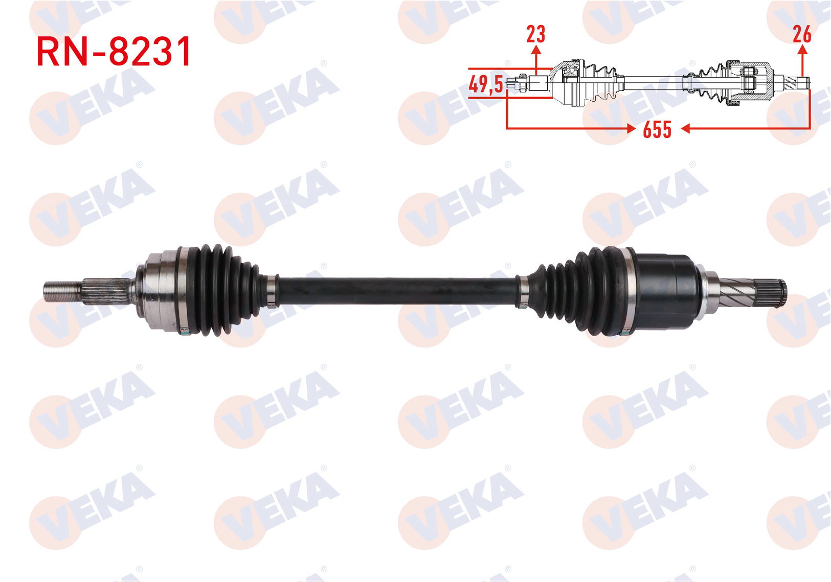 VEKA 204132 | KOMPLE AKS SOL ON UZUNLUK 655mm RENAULT CLIO V 1.0 TCe (B7MT) M-T 5 VITES 2019-