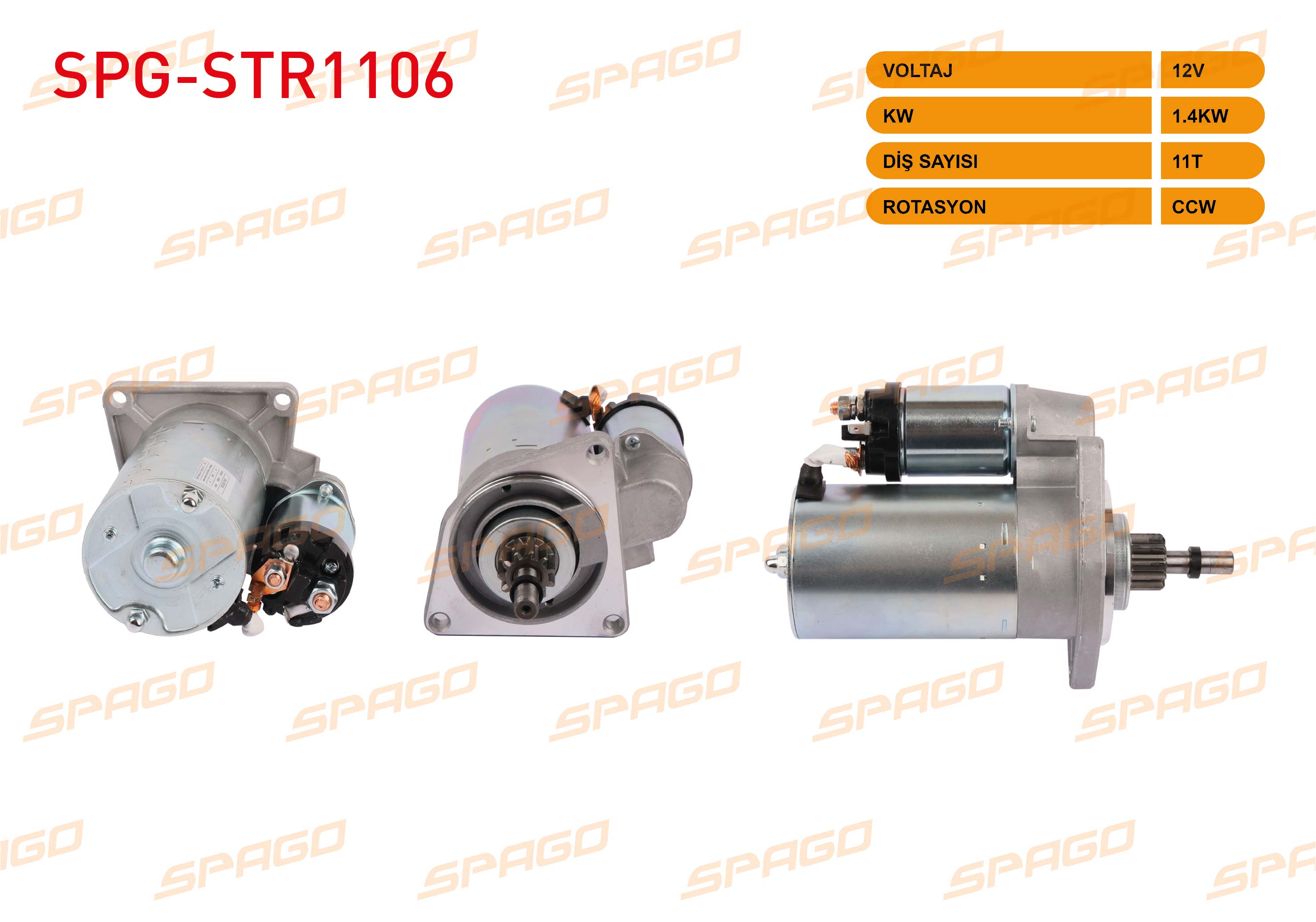 SPAGO 0 001 108 099 | MARS MOTORU 12V 1.4KW 11 DIS CCW (STR6040) LADA SAMARA 1.5 88-06 - 1.3 86-94
