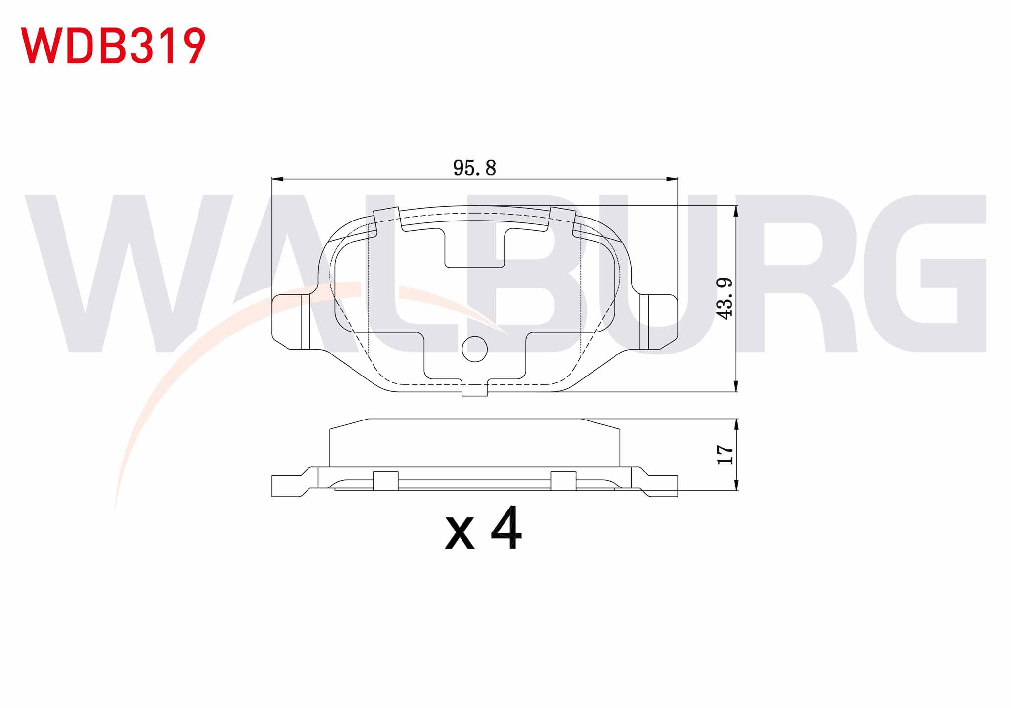 WALBURG  | FREN BALATA ARKA FIAT LINEA 1.6 MJT 2007- / LINEA 1.4 T-JET 2007- / ALFA ROMEO 147 (937) 1.6 2001-2010 / 147 (937) 1.9 JTD 2001-2010