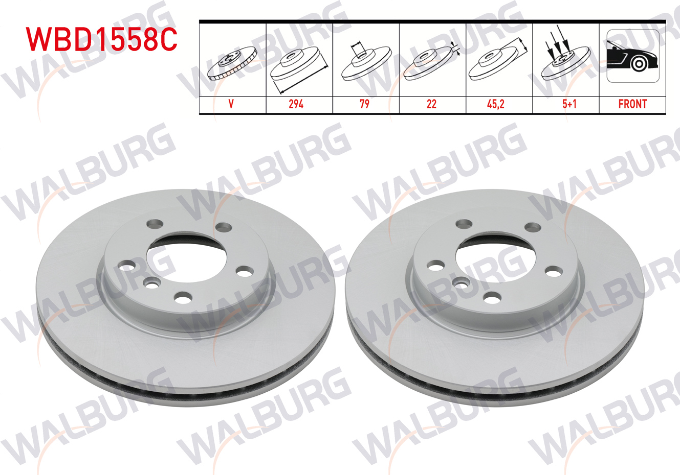 WALBURG  | FREN DISKI ON HAVALI KAPLAMALI 5 BJN 294X22X79X45,2 MINI COOPER COUNTRYMAN (R60) 1.6 - 1.6 D - 1.6 S 2010-2014