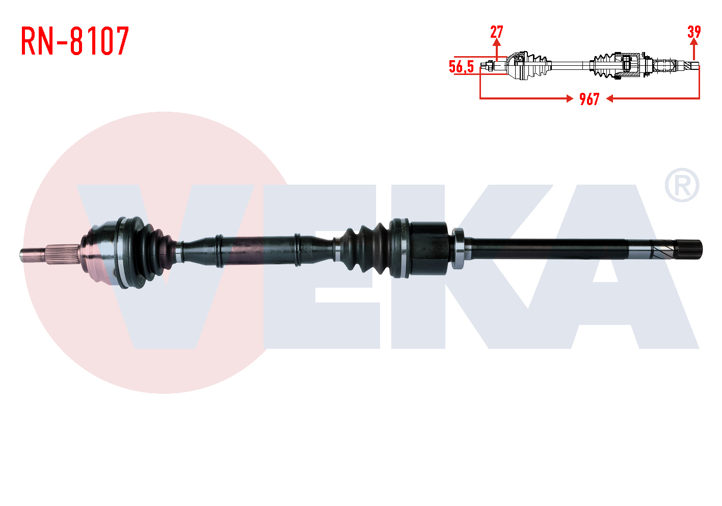 VEKA  | KOMPLE AKS SAG ON RENAULT LAGUNA II (BG0/1) 1.9 DCI 6 VITES M-T UZUNLUK 967mm 2001-2007