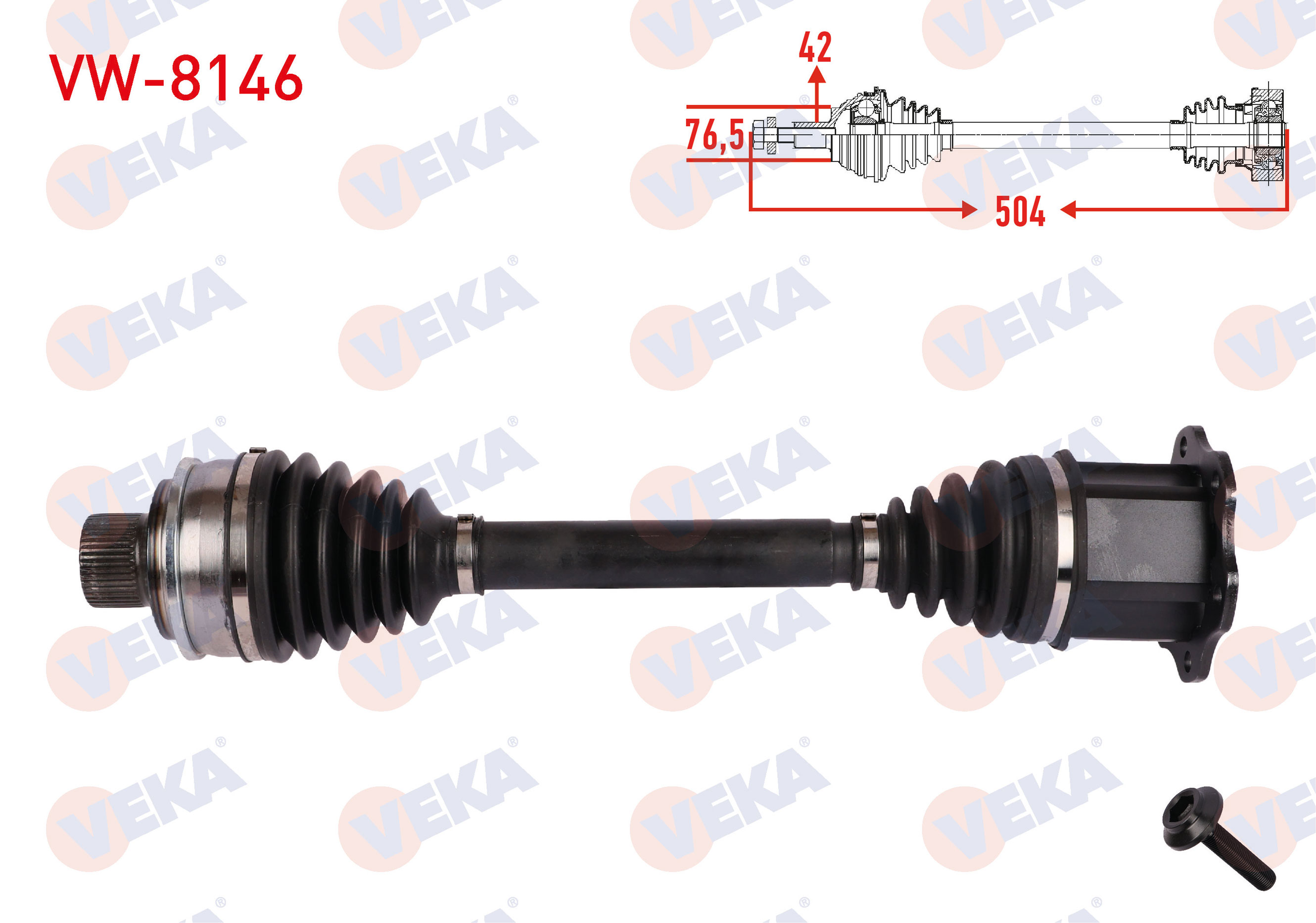 VEKA 235085 | KOMPLE AKS SOL-SAG ON UZUNLUK 504mm VOLKSWAGEN TOUAREG 3.0 TDI 2017- / AUDI Q7 2.0 TFSI, 3.0 TDI 2015- (SADECE SOL)